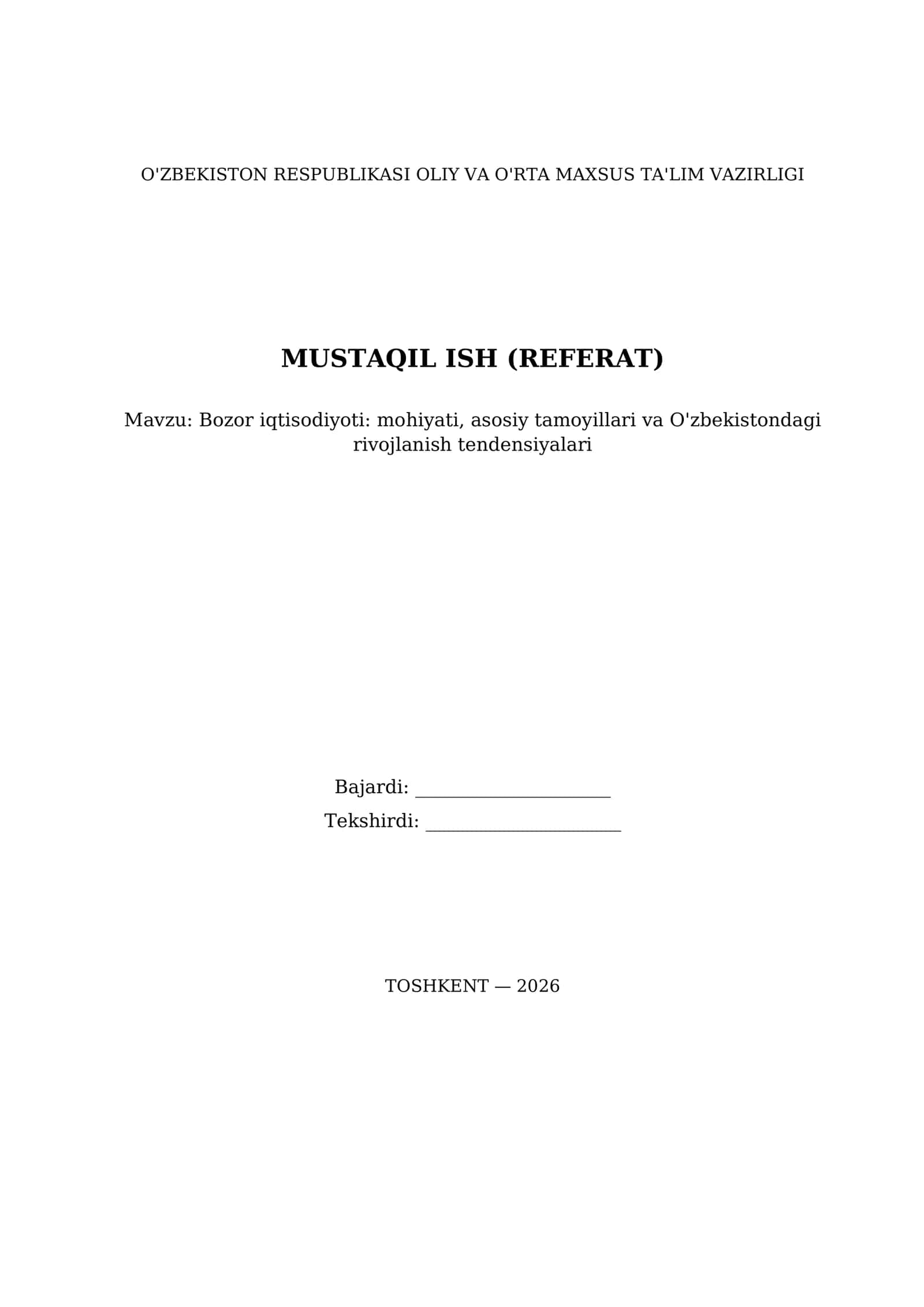 Iqtisodiyot Bozor iqtisodiyoti asoslari 1