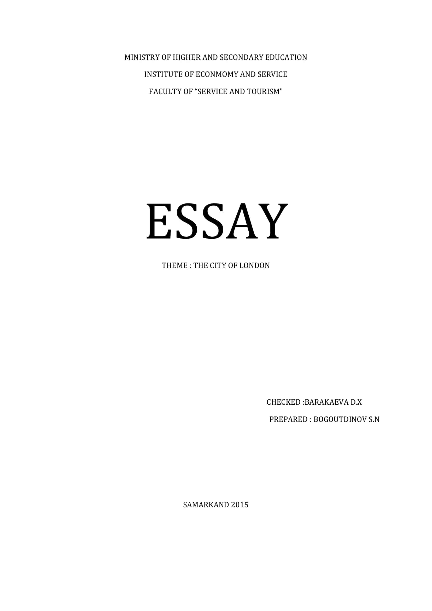 ESSAY ON THE CITY OF LONDON 1