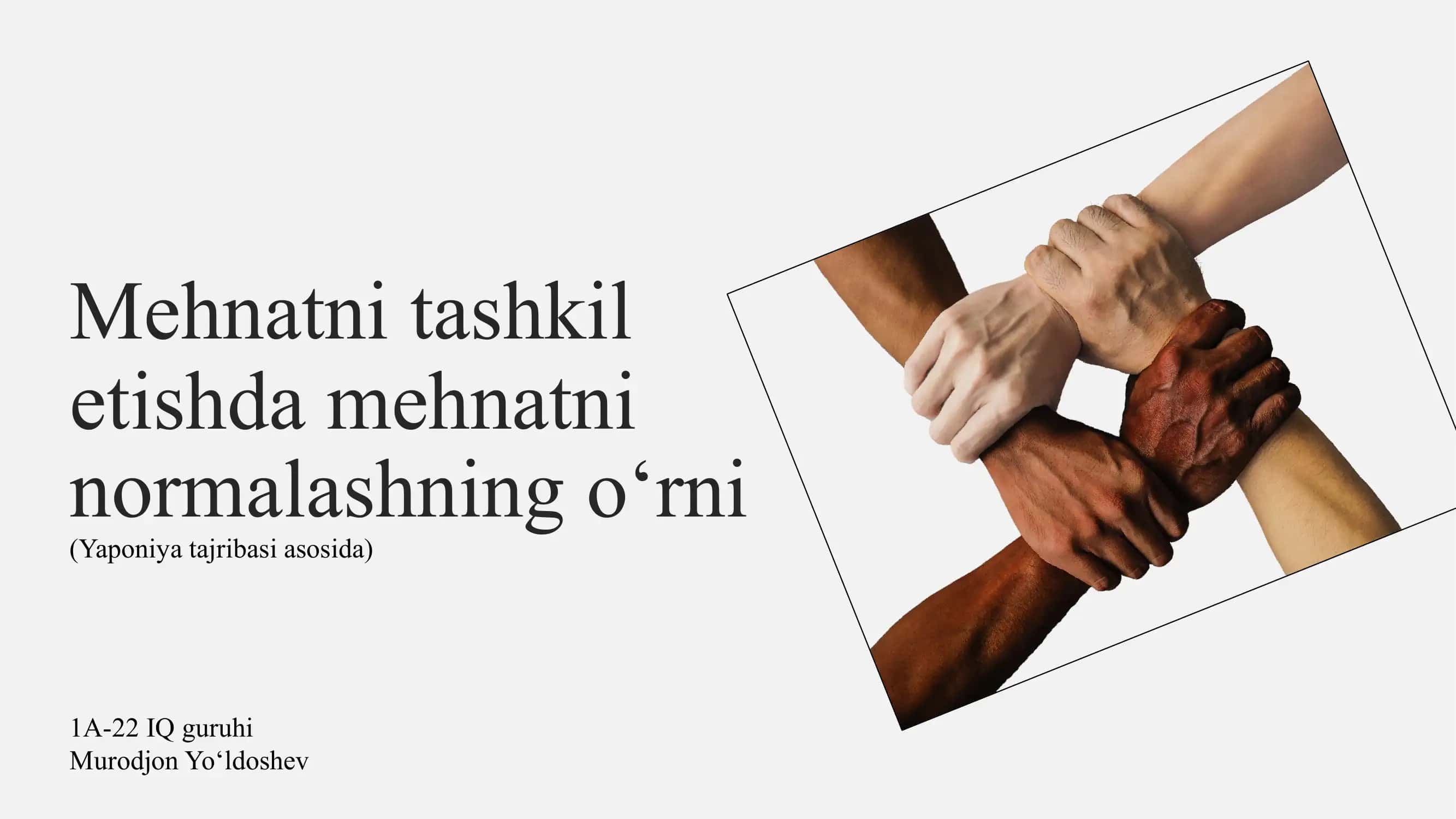 Mehnatni tashkil etishda mehnatni normalashning oʻrni 1