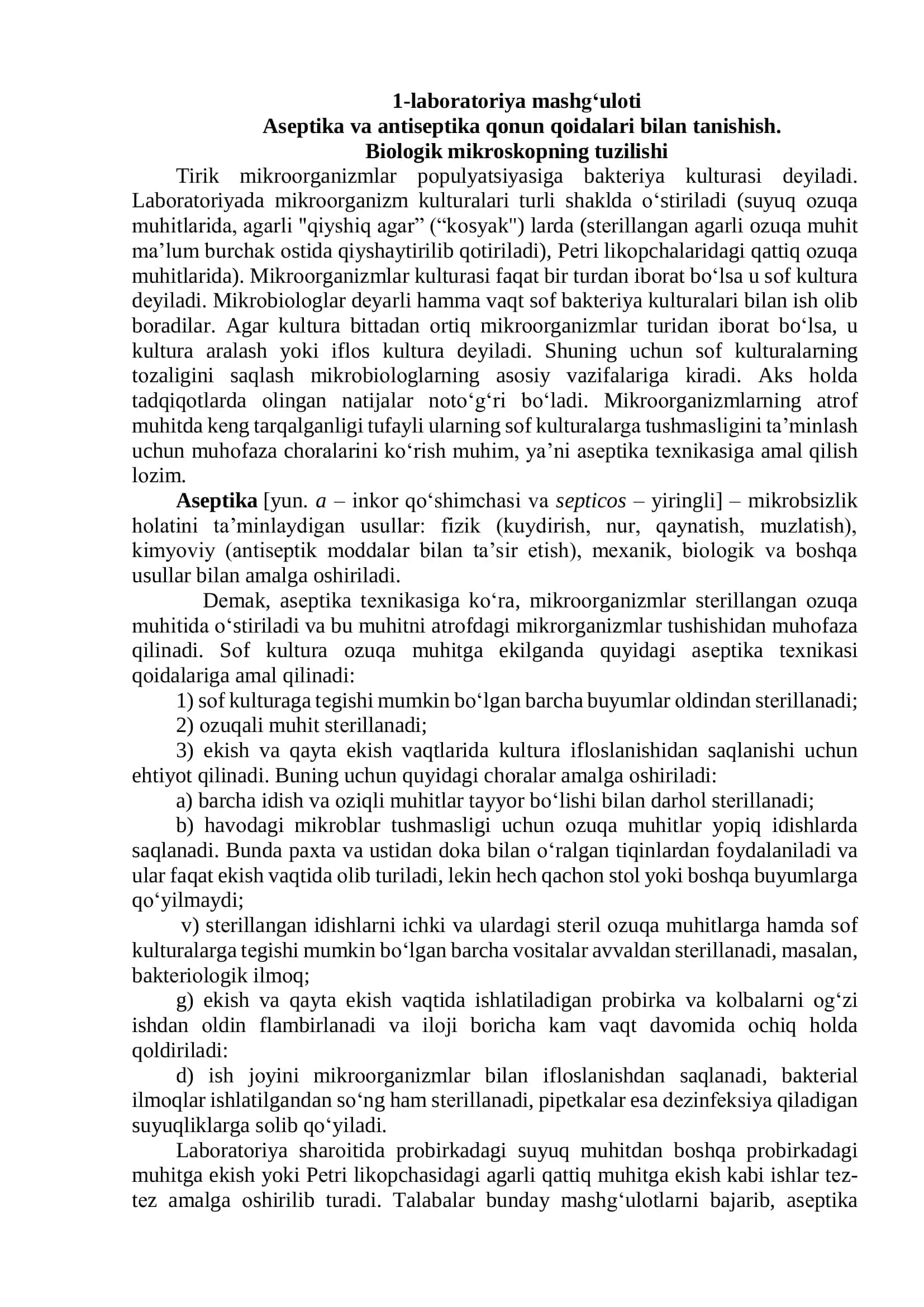 Biologik mikroskopning tuzilishi 1