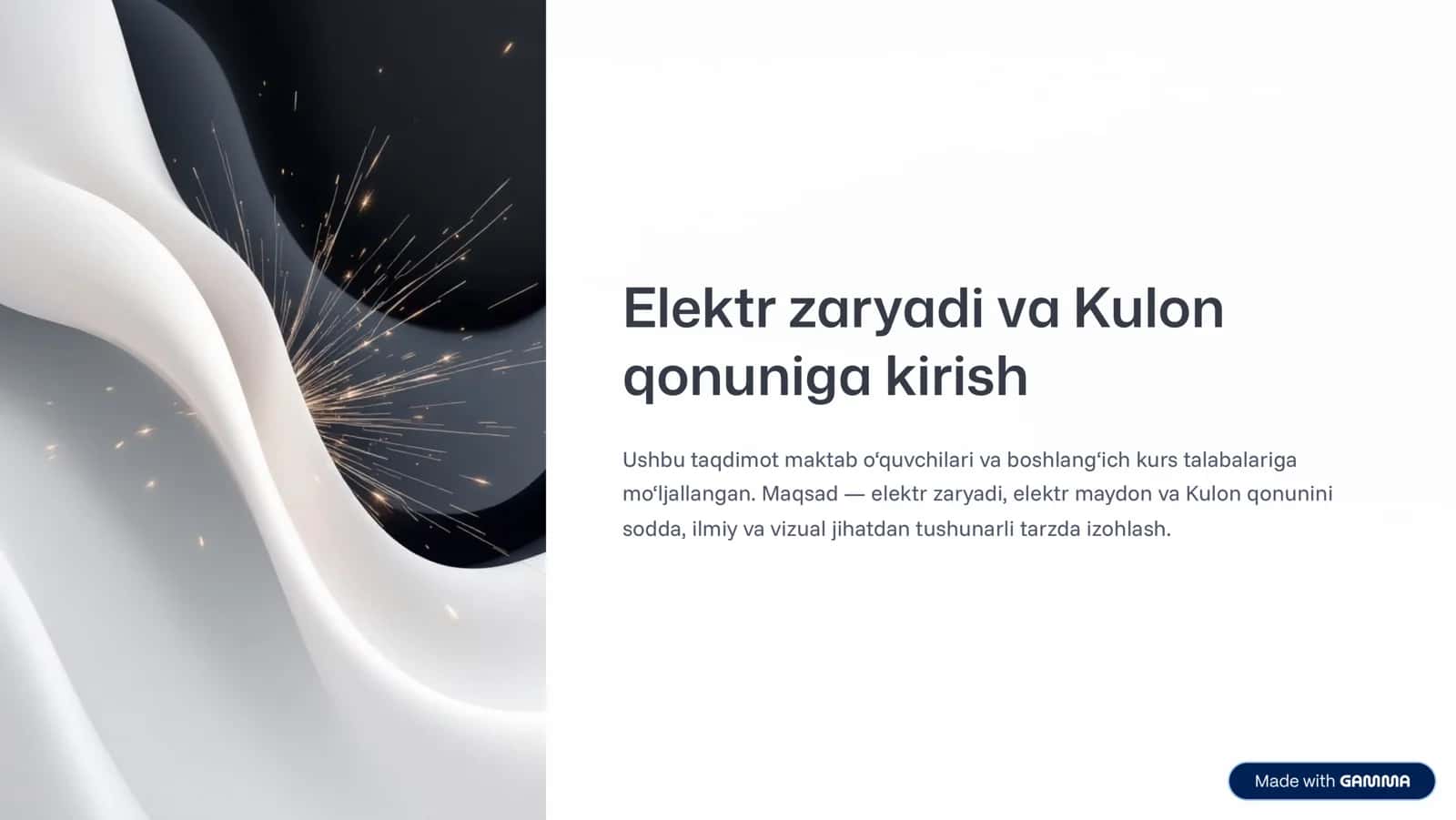 Elektr zaryadi va Kulon qonuniga kirish 1