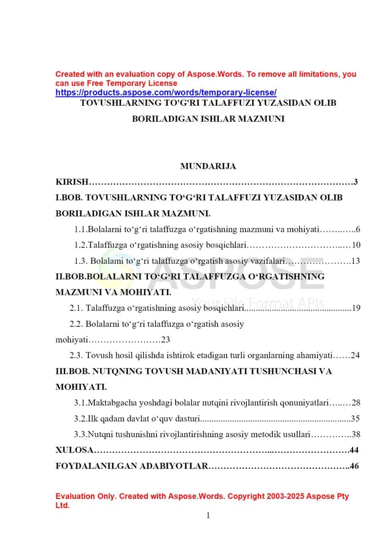 Tovushlarning to‘g‘ri talaffuzi yuzasidan olib boriladigan ishlar mazmuni 1