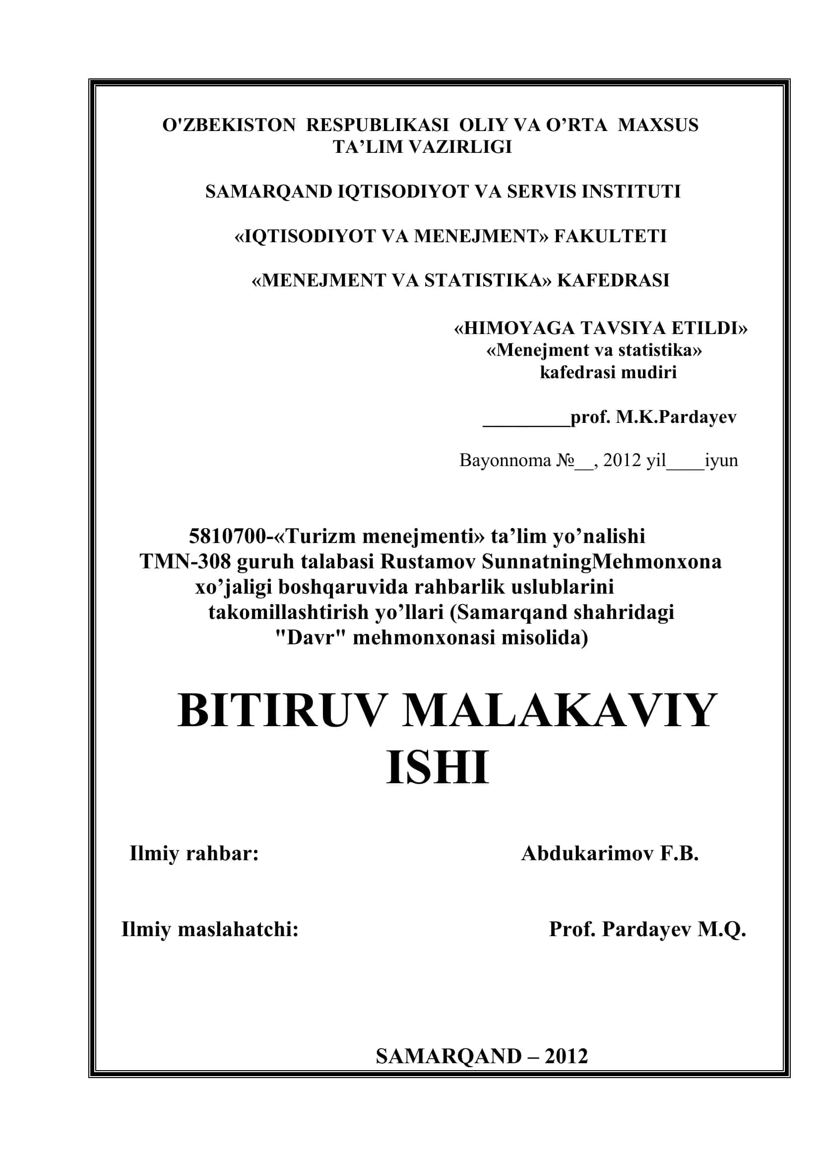 Turizm menejmenti ta’lim yo’nalishi 1