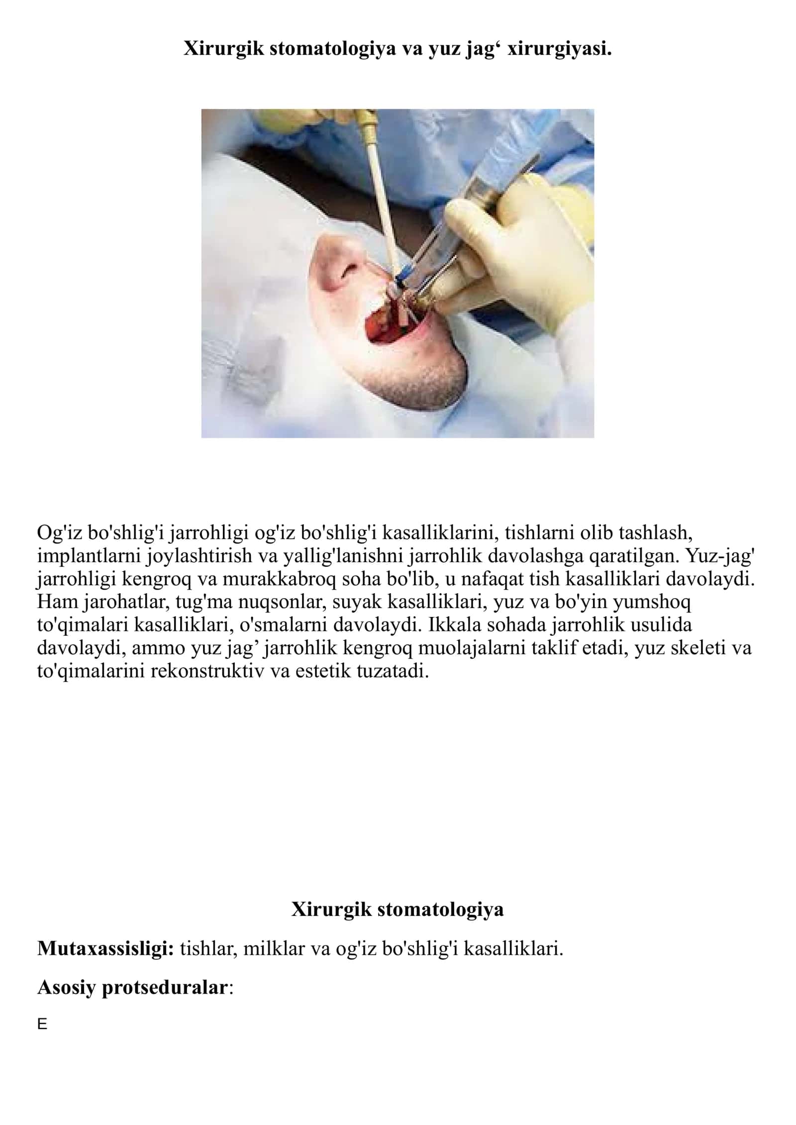 Xirurgik stomatologiya va yuz jag‘ xirurgiyasi 1