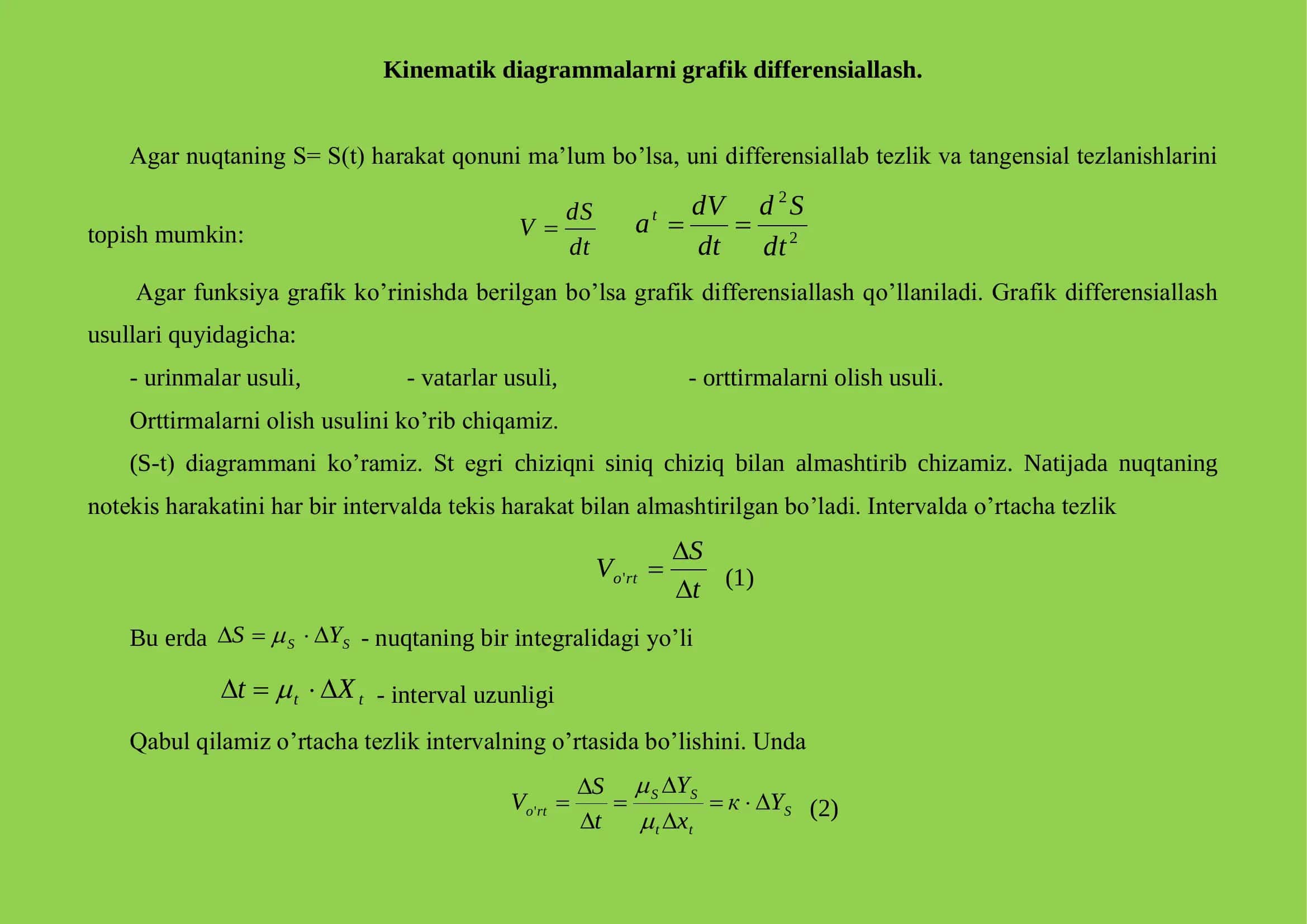 KINEMATIK DIAGRAMMALAR 1