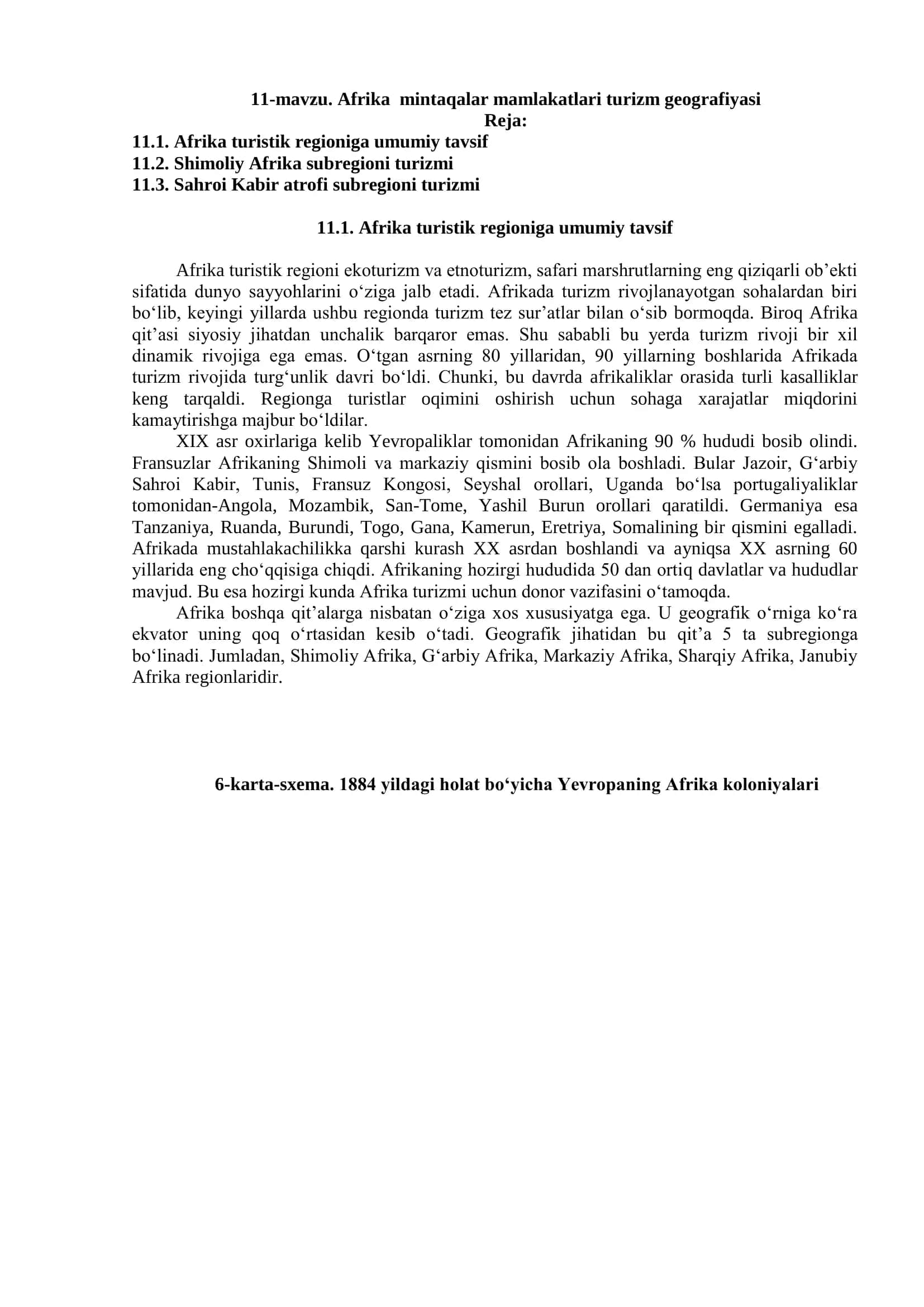 Afrika turistik regioniga umumiy tavsif 1