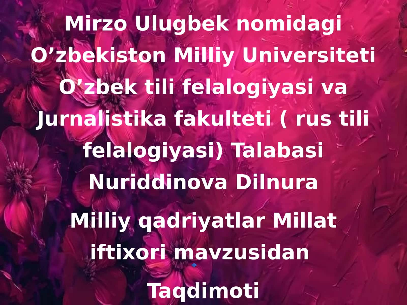 Milliy qadriyatlar Millat iftixori 1