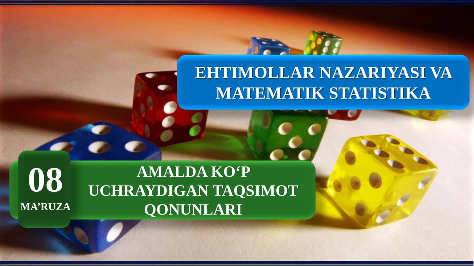 Amalda ko'p uchraydigan taqsimot qonunlari 1