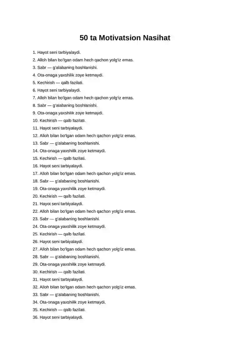 50 ta Motivatsion Nasihat