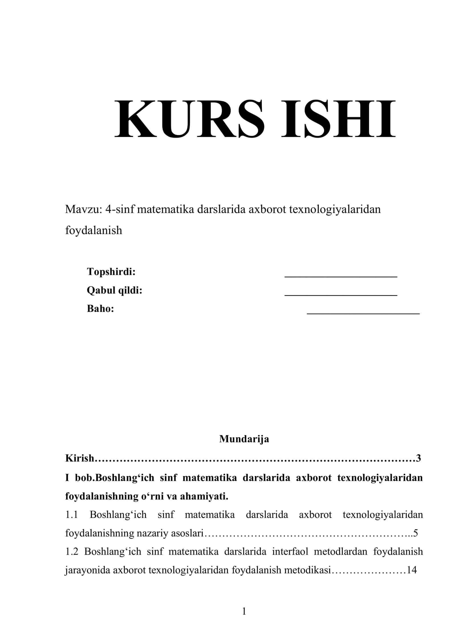4-sinf matematika darslarida axborot texnologiyalaridan foydalanish 1