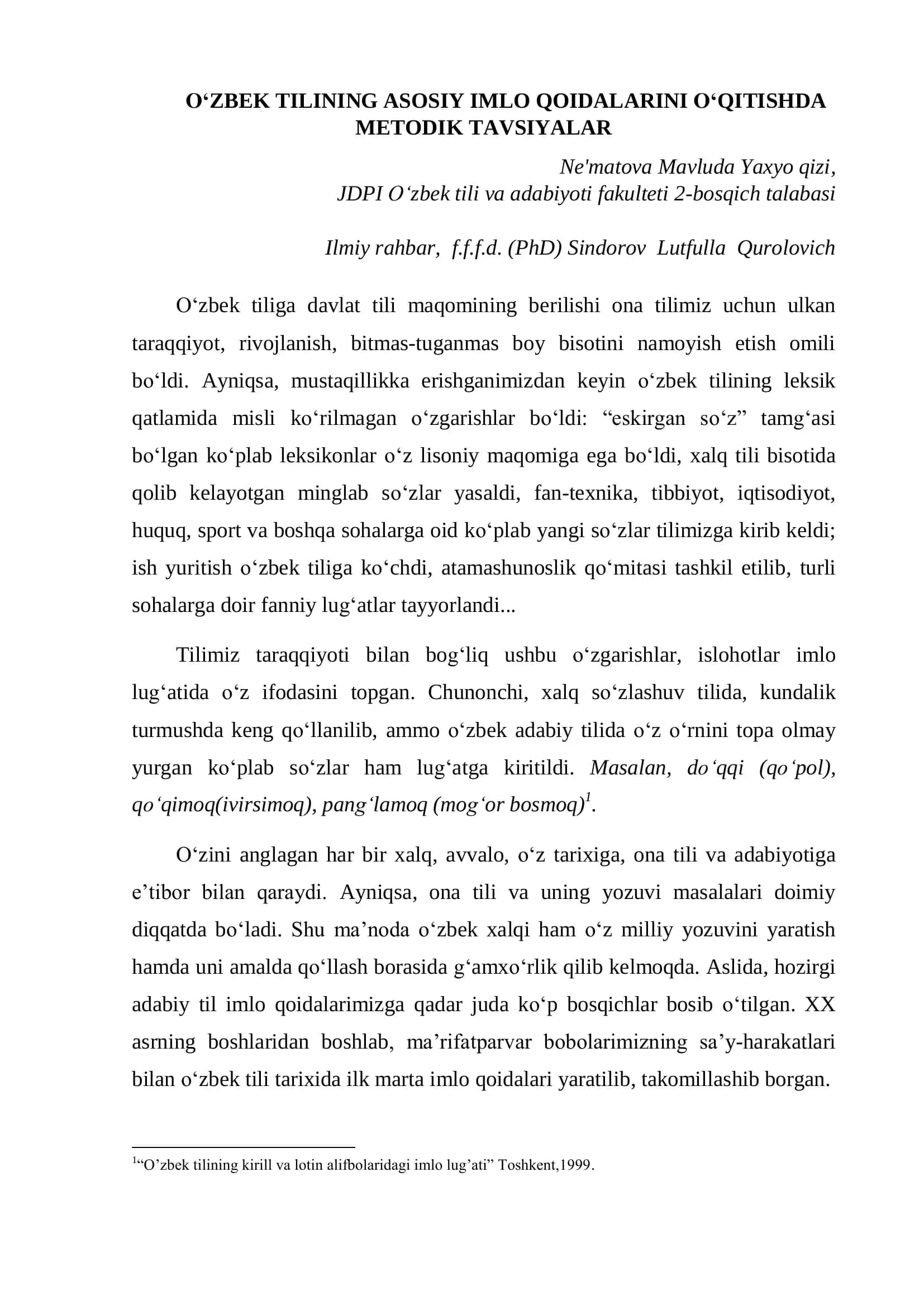 O„zbek Tilining Asosiy Imlo Qoidalari 1