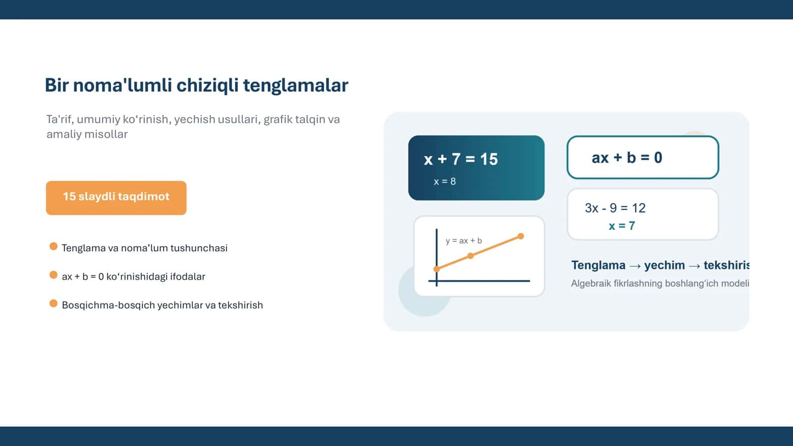 Bir noma'lumli chiziqli tenglama 1