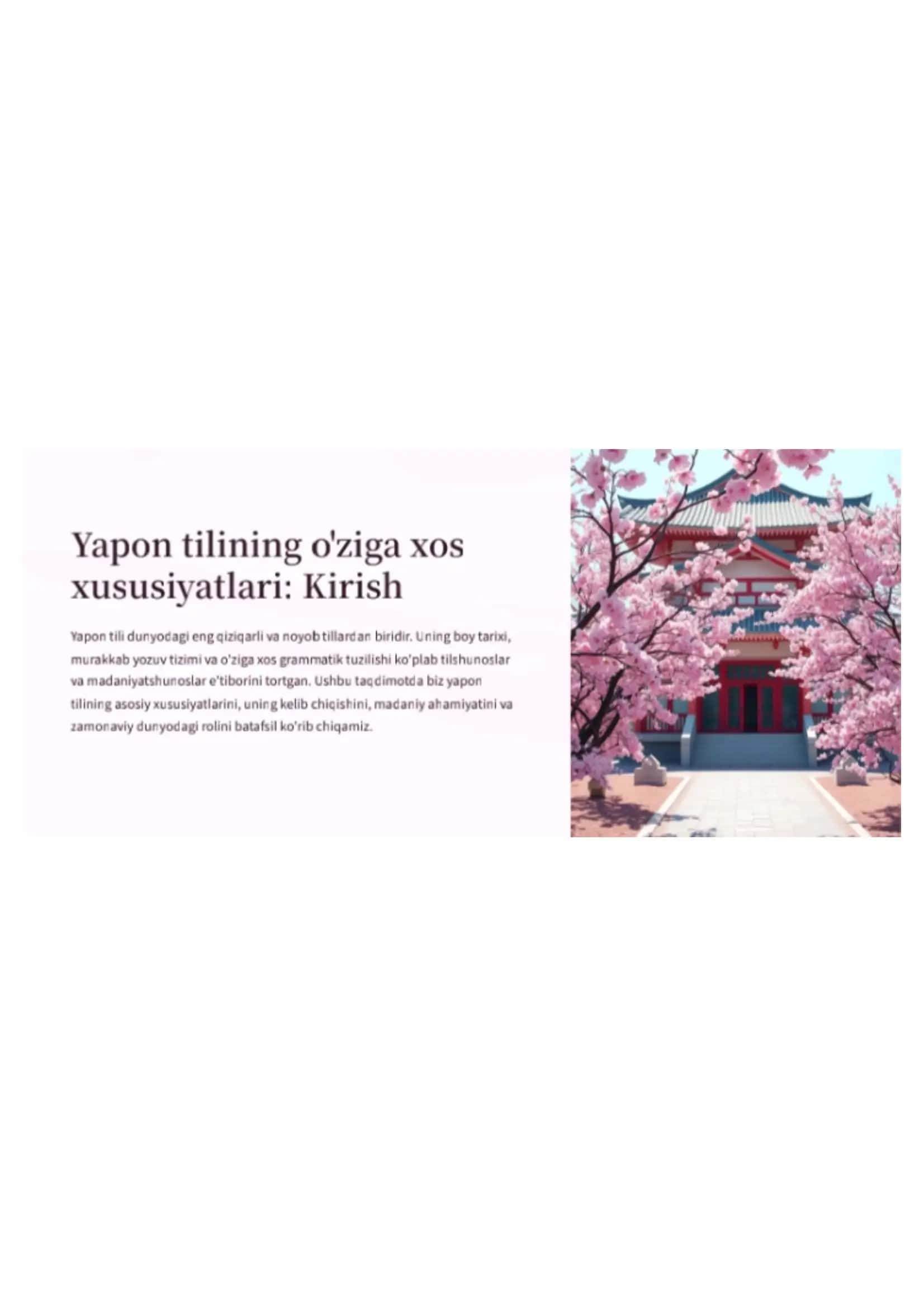 Yapon tilning o'ziga xos xususiyatlari 1