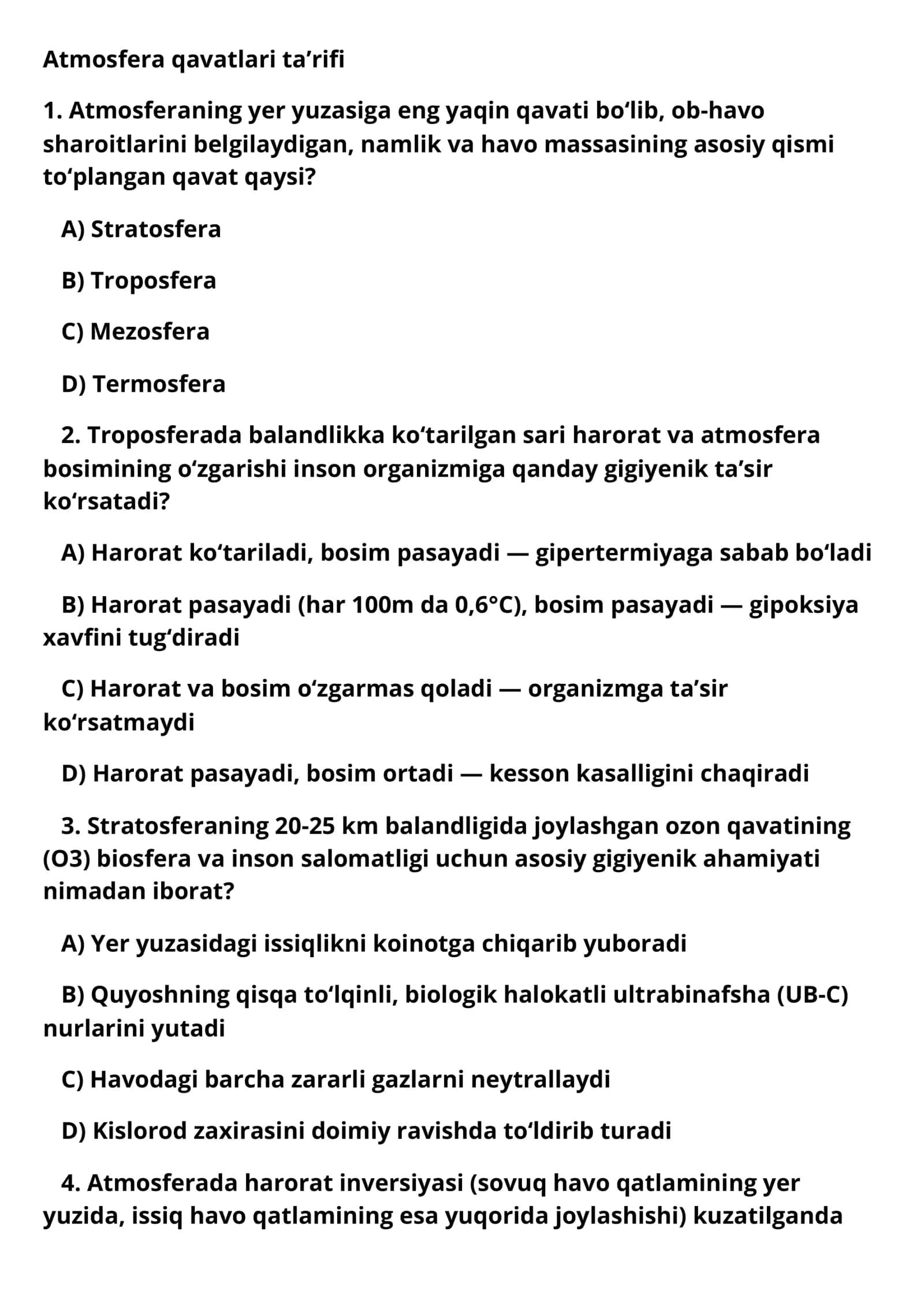 Atmosfera qavatlari ta’rifi 1