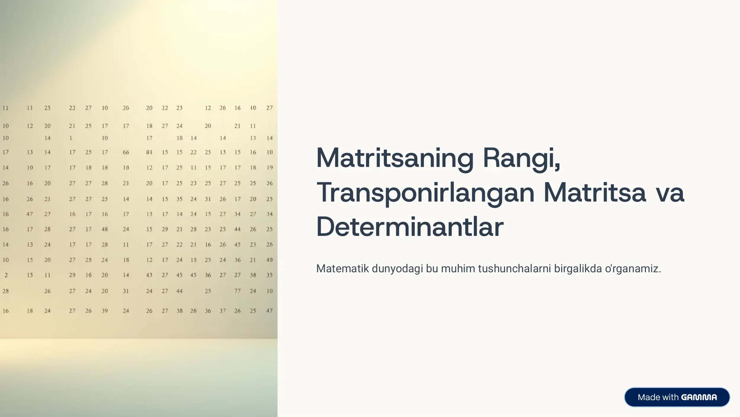Matematika matritsa haqida nazariy ma’lumotlar 1