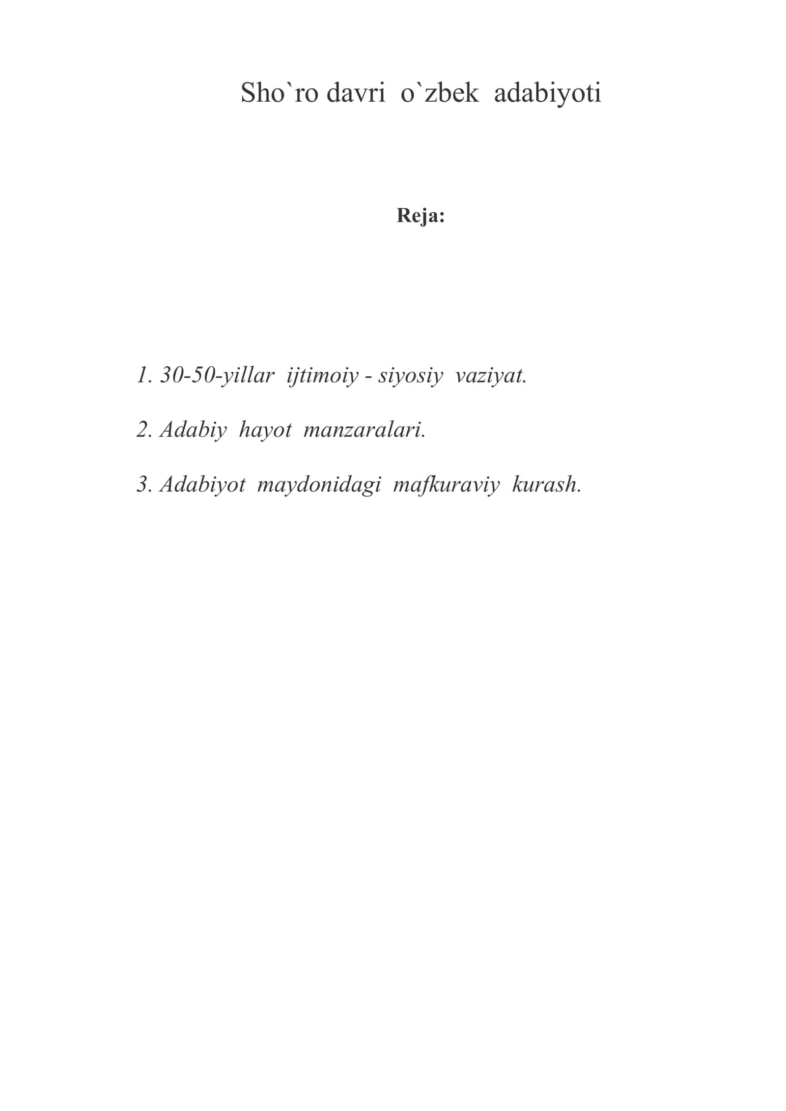 Sho`ro davri o`zbek adabiyoti 1