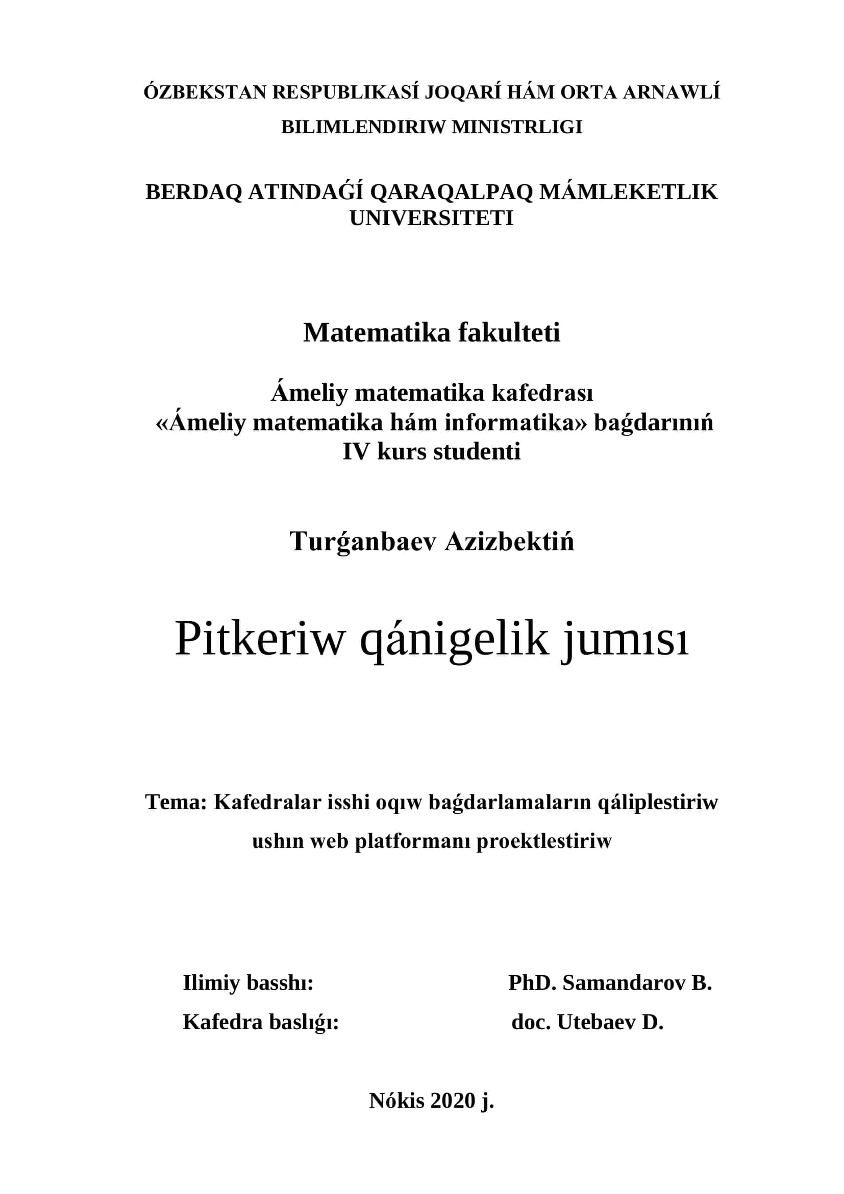 Pitkeriw qánigelik jumısı 1