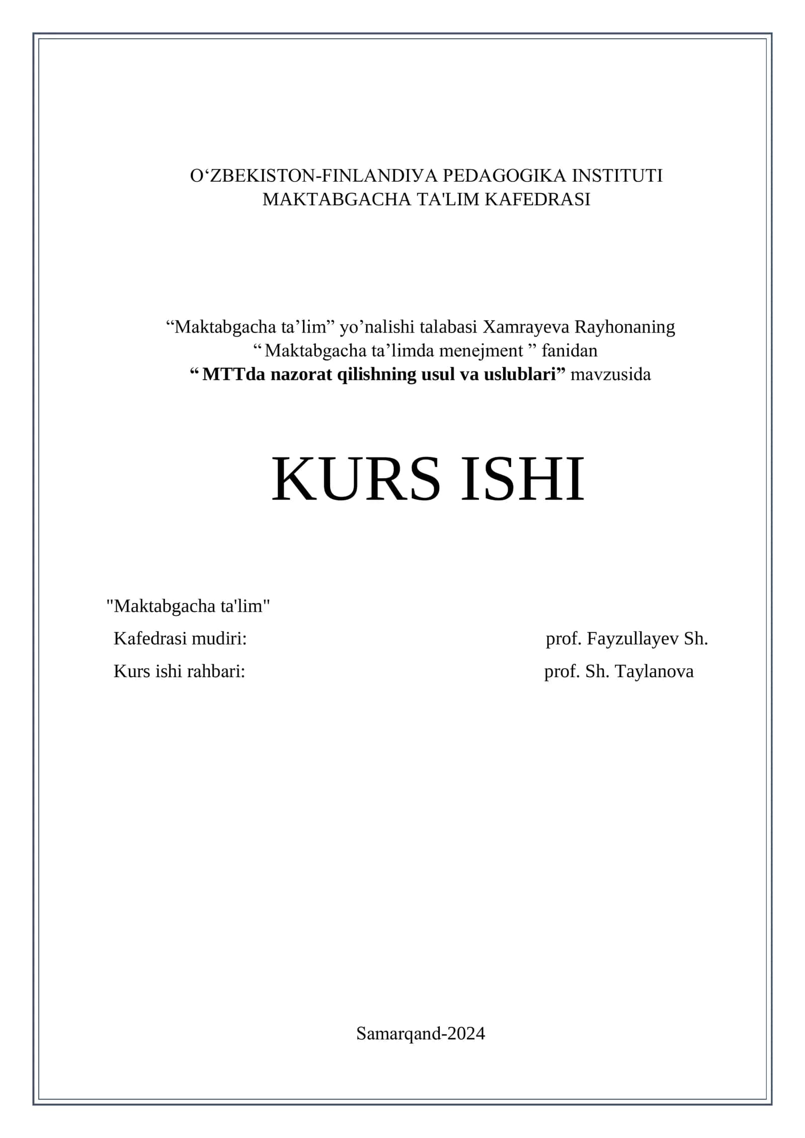 MTTda nazorat qilishning usul va uslublari 1