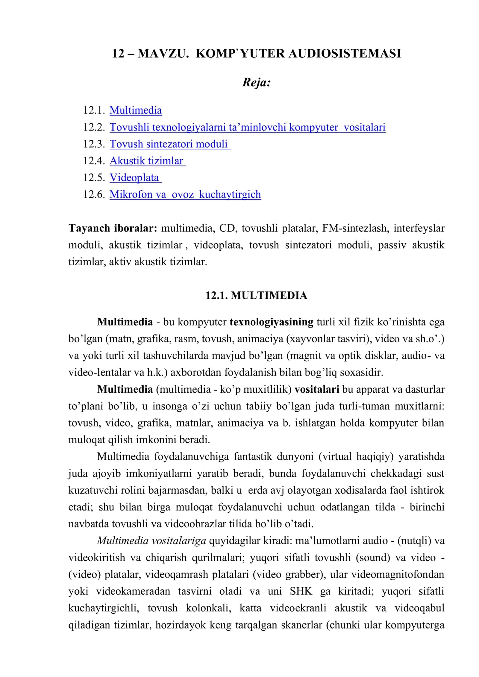 KOMP`YUTER AUDIOSISTEMASI 1