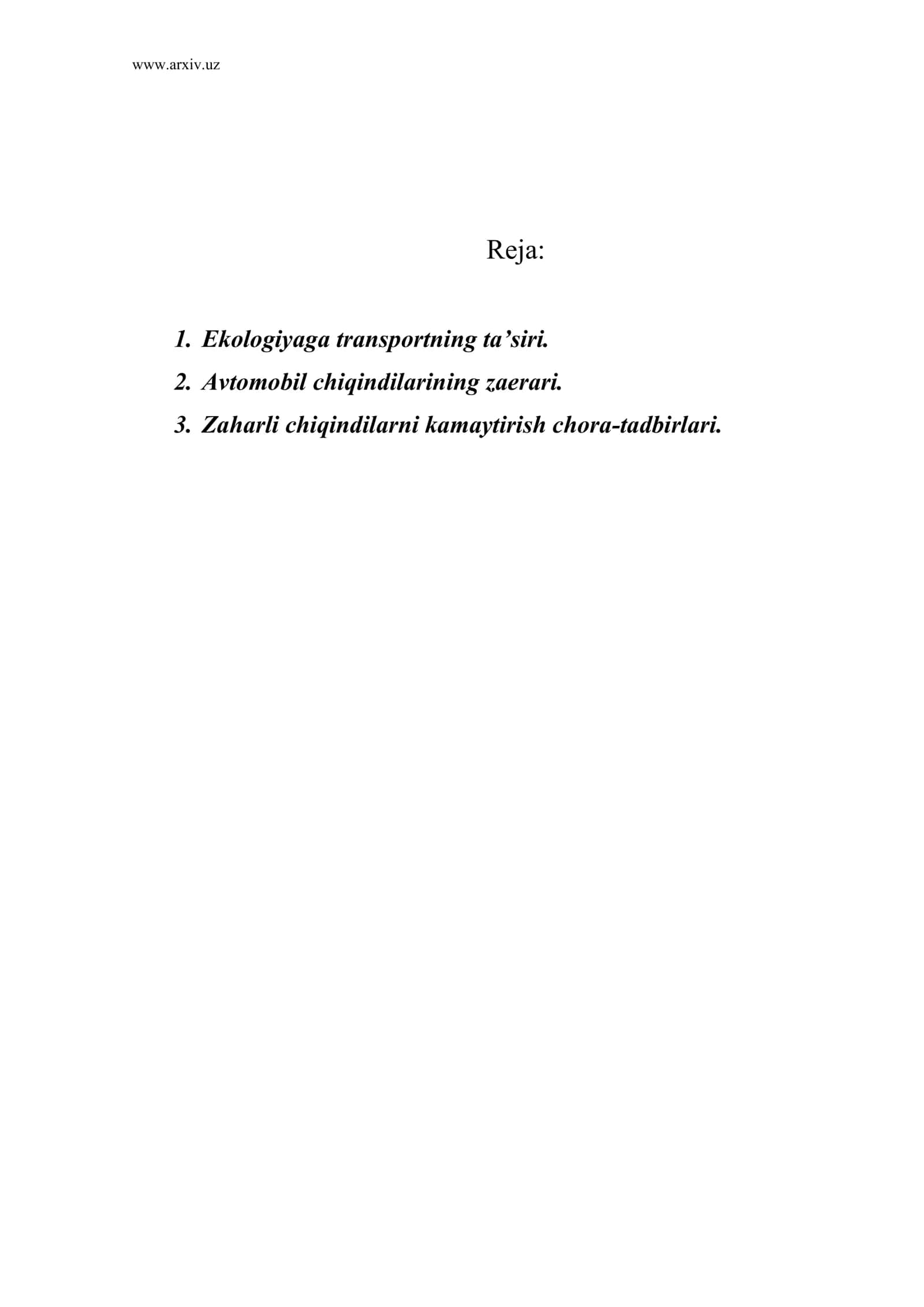 Ekologiyaga transportning ta’siri 1
