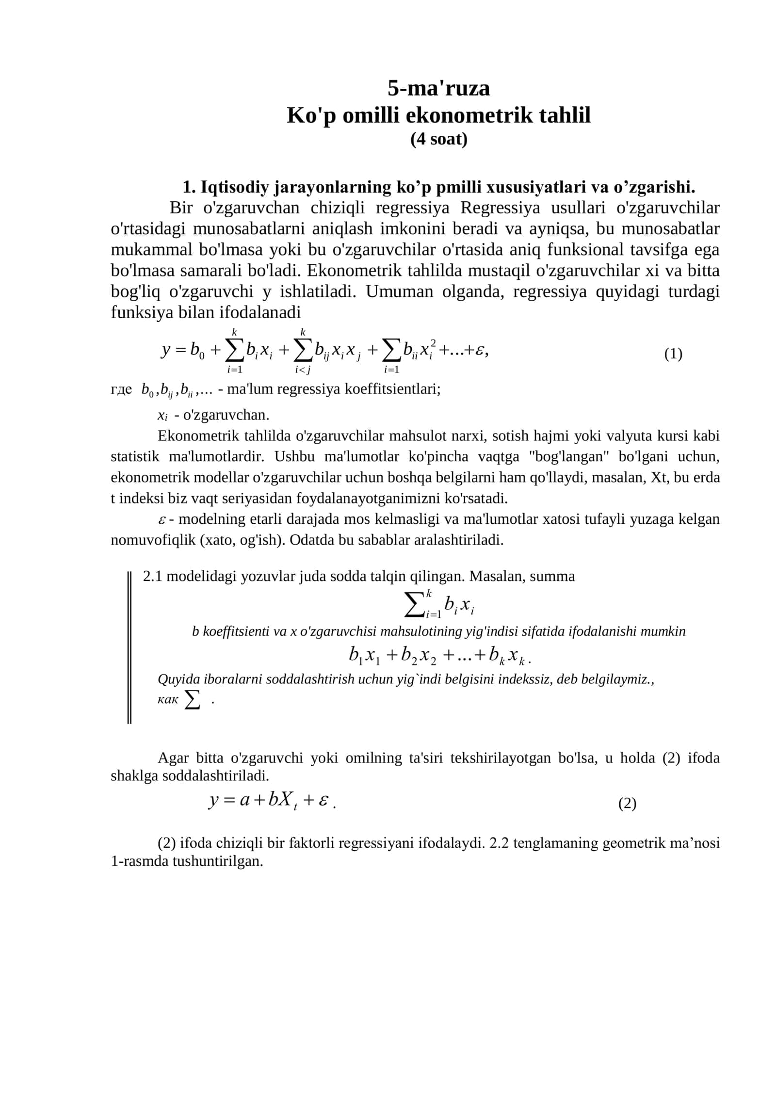 Ekonometrik 1