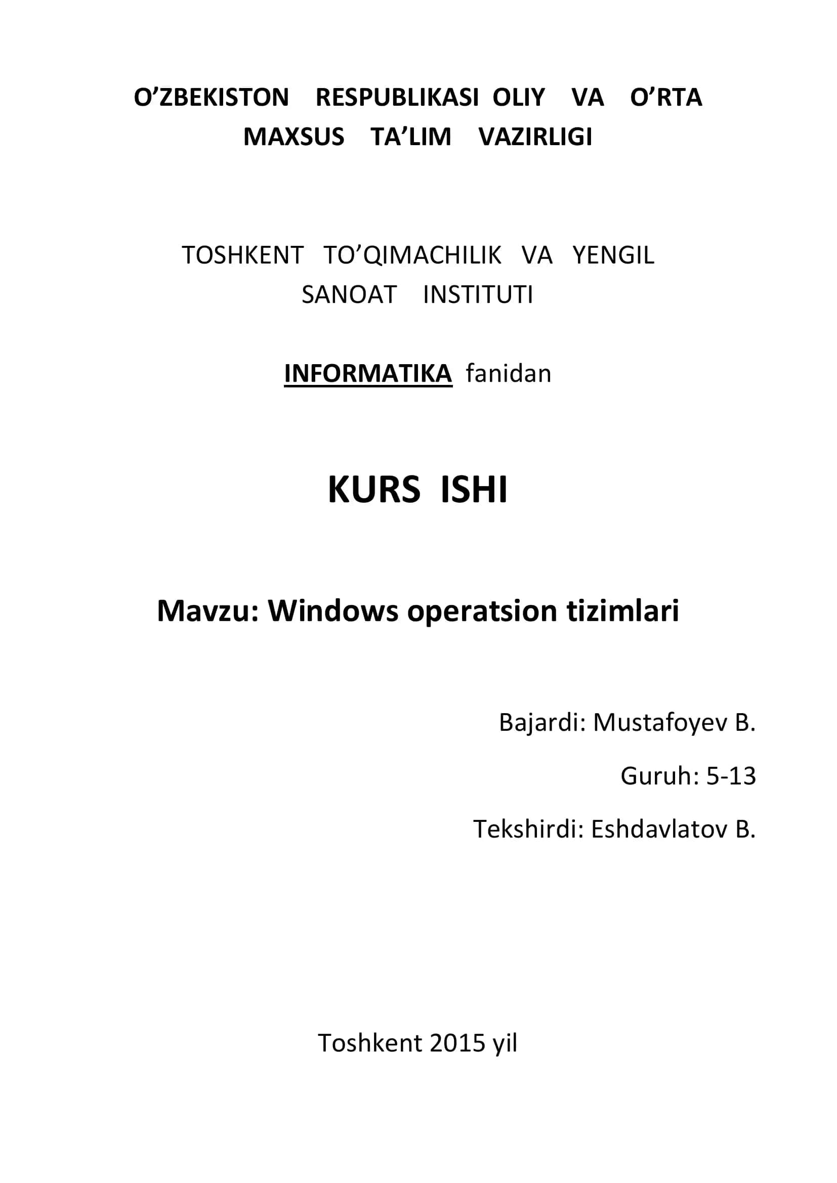 Windows operatsion tizimlari 1
