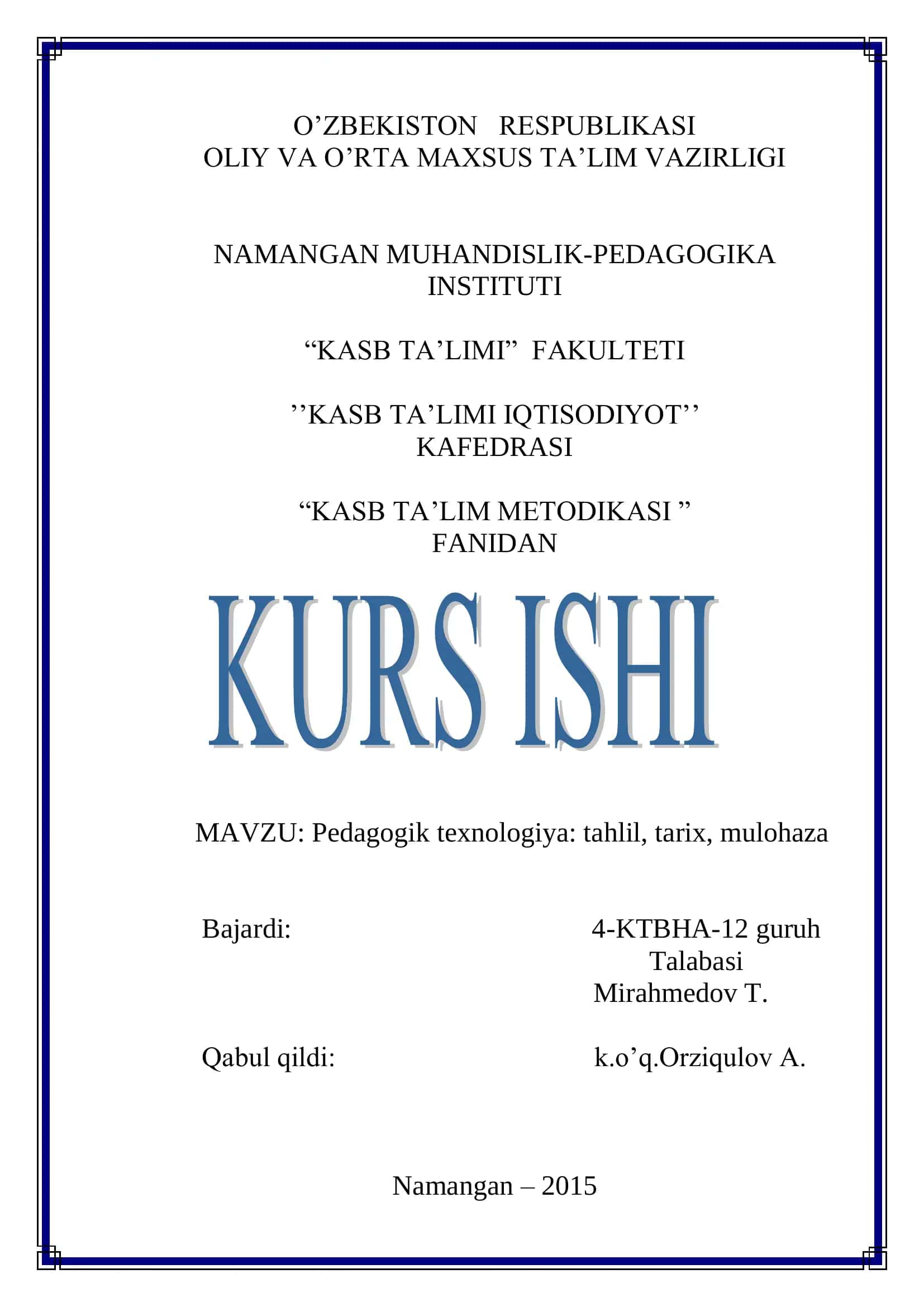Pedagogik texnologiya: tahlil, tarix, mulohaza 1