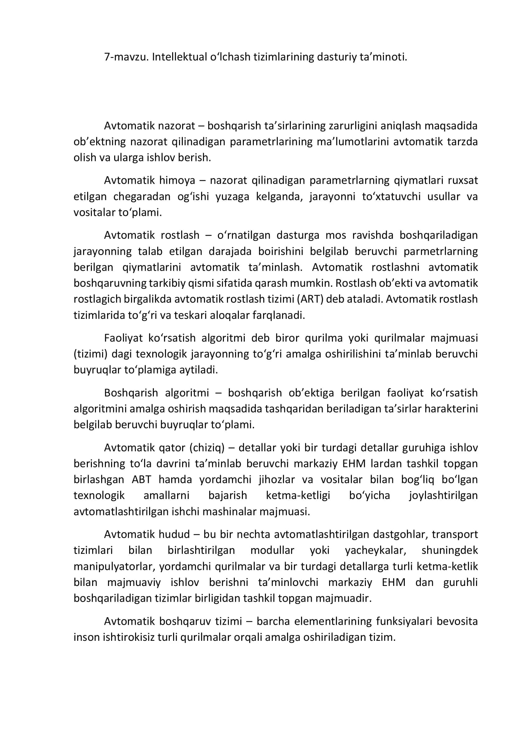 Intellektual o‘lchash tizimlarining dasturiy ta’minoti 1