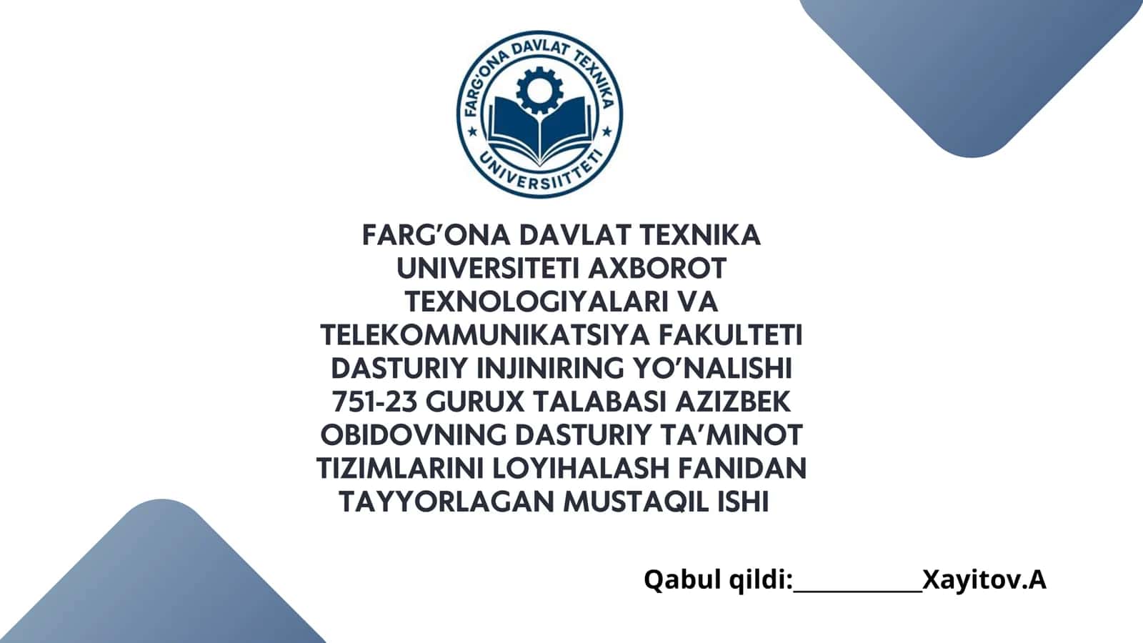 Dasturiy ta’minot tizimlarini loyihalash usullari 1