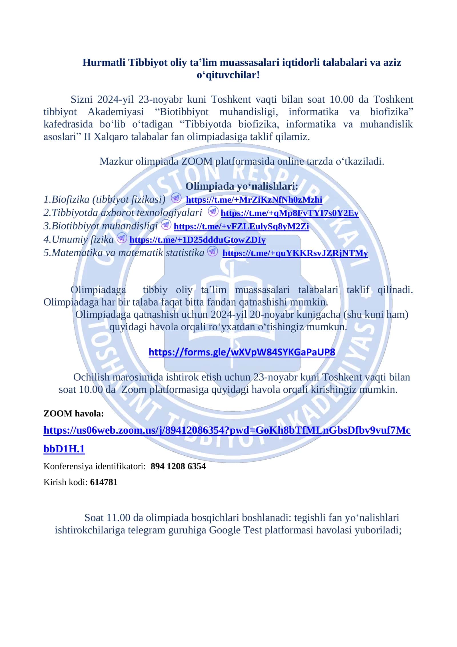 Tibbiyotda biofizika, informatika va muhandislik asoslari 1