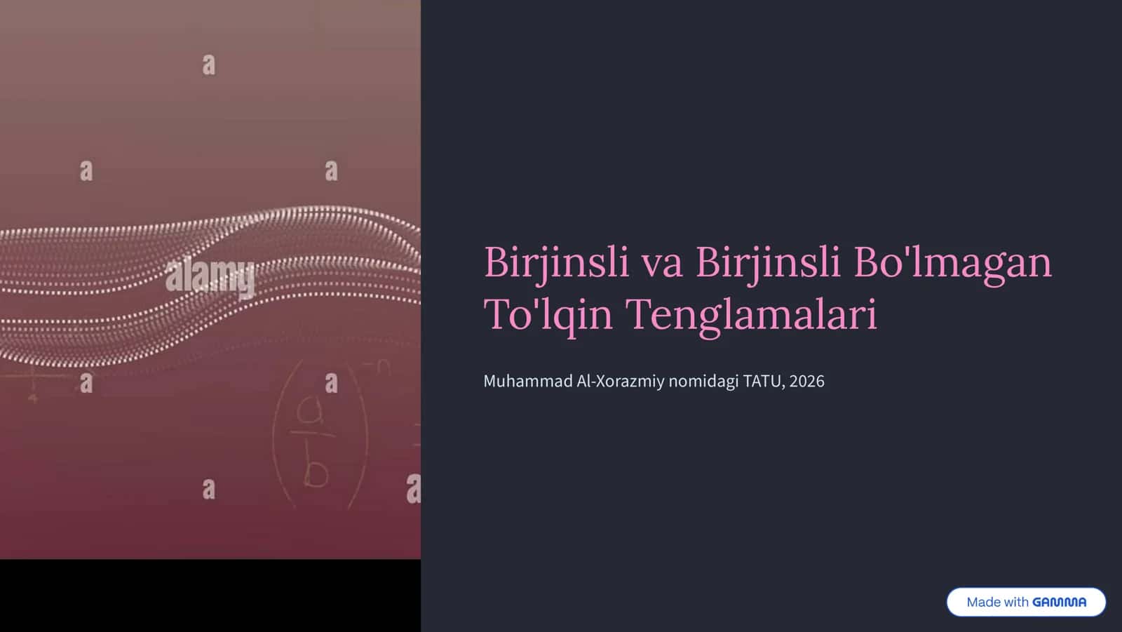 To'lqin Tenglamalari 1