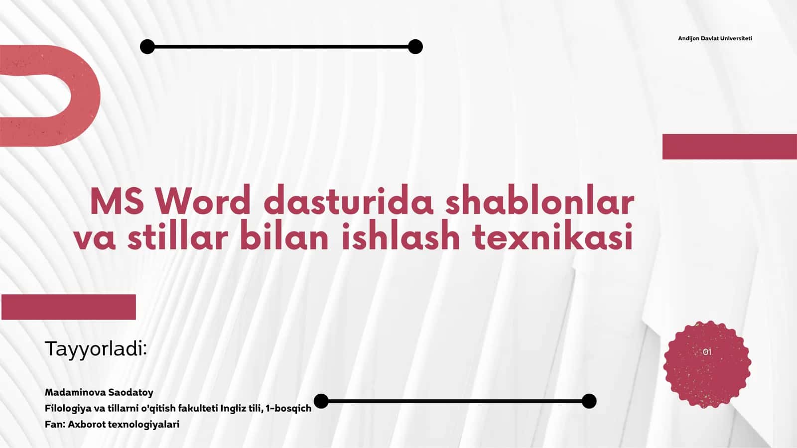MS Word dasturida shablonlar va stillar bilan ishlash texnikasi 1
