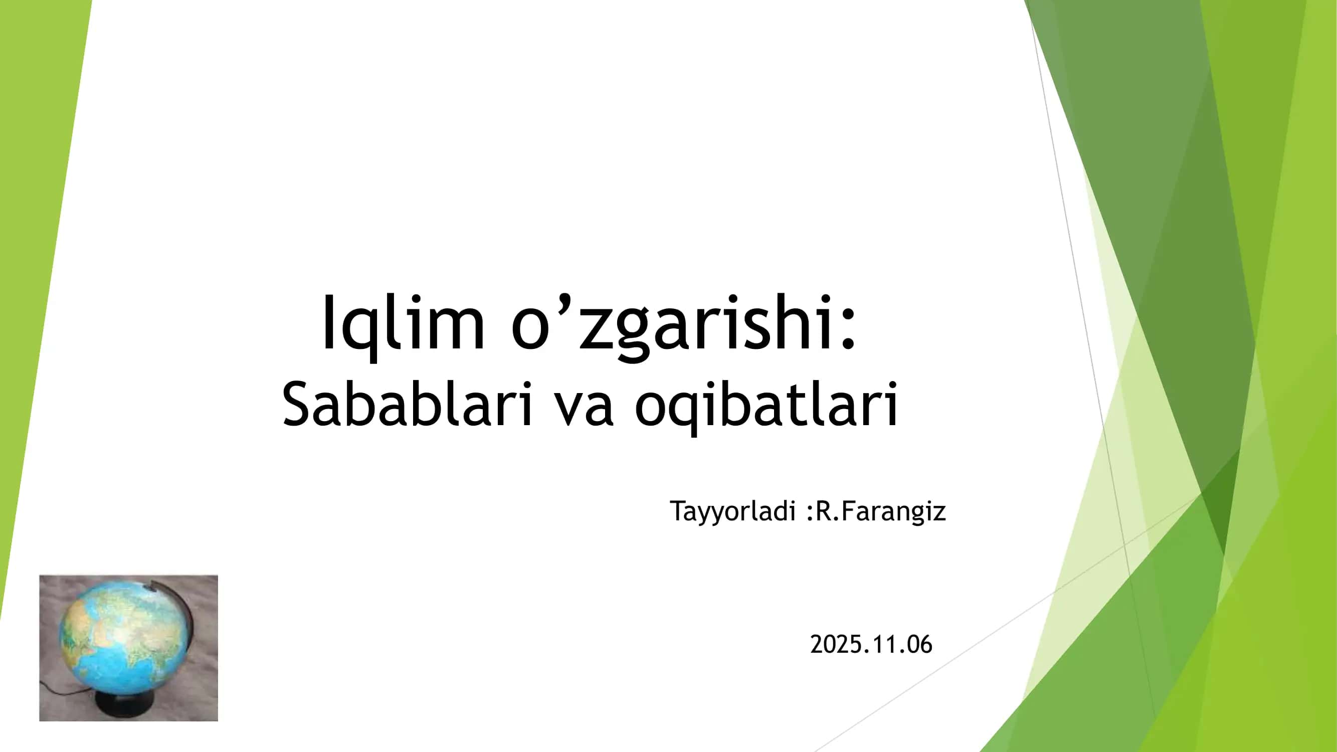 Iqlim o'zgarishi. taqdimoti (10 slayd) 1