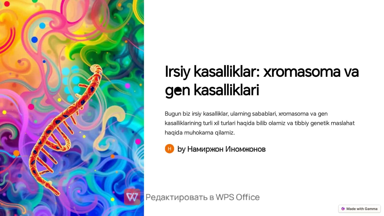 Irsiy kasalliklar: xromasoma va gen kasalliklari 1