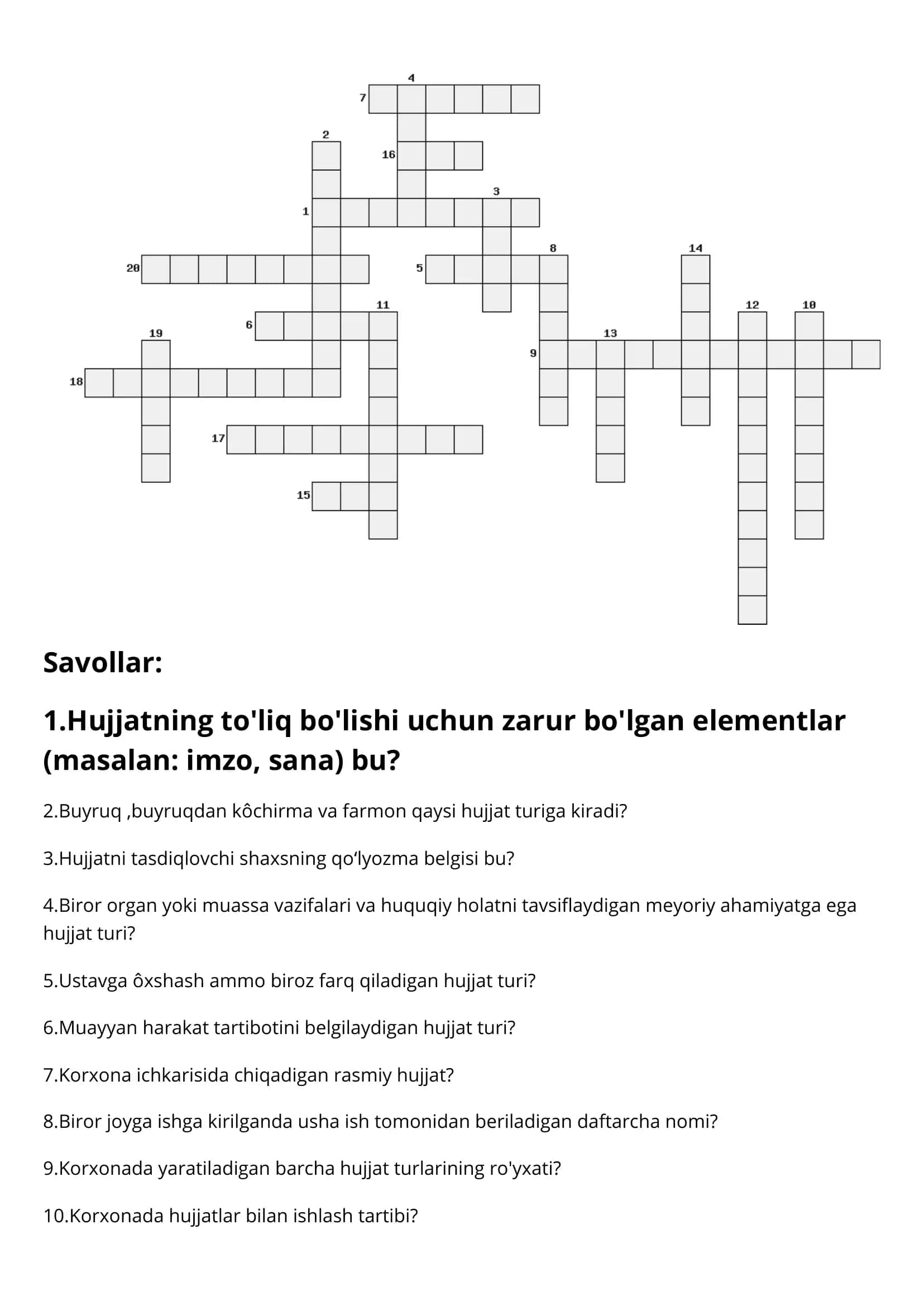 Hujjatlar va ularning xususiyatlari 1