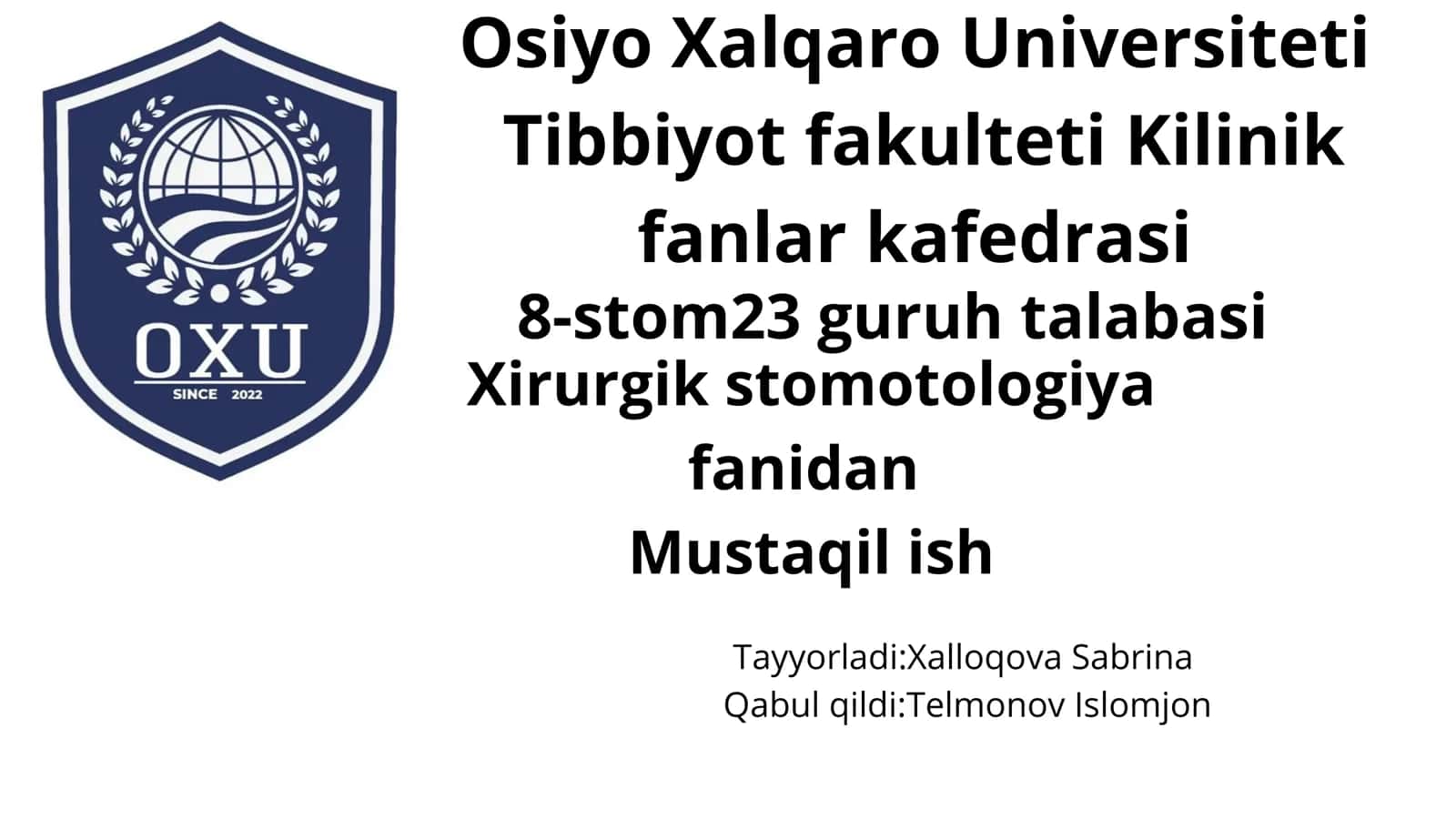 Xirurgik stomotologiya 1