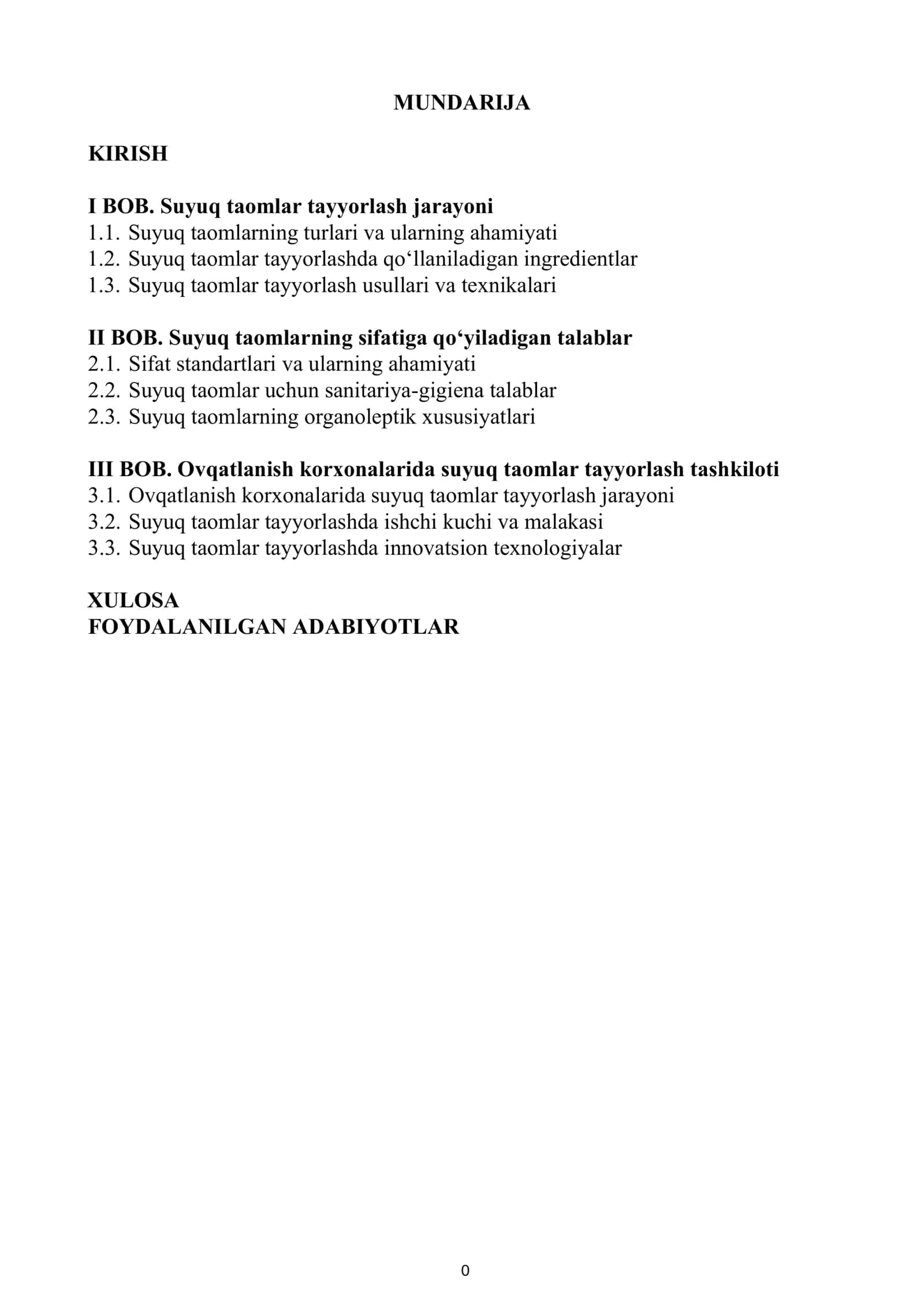 BOB. Suyuq taomlarning sifatiga qo‘yiladigan talablar 1