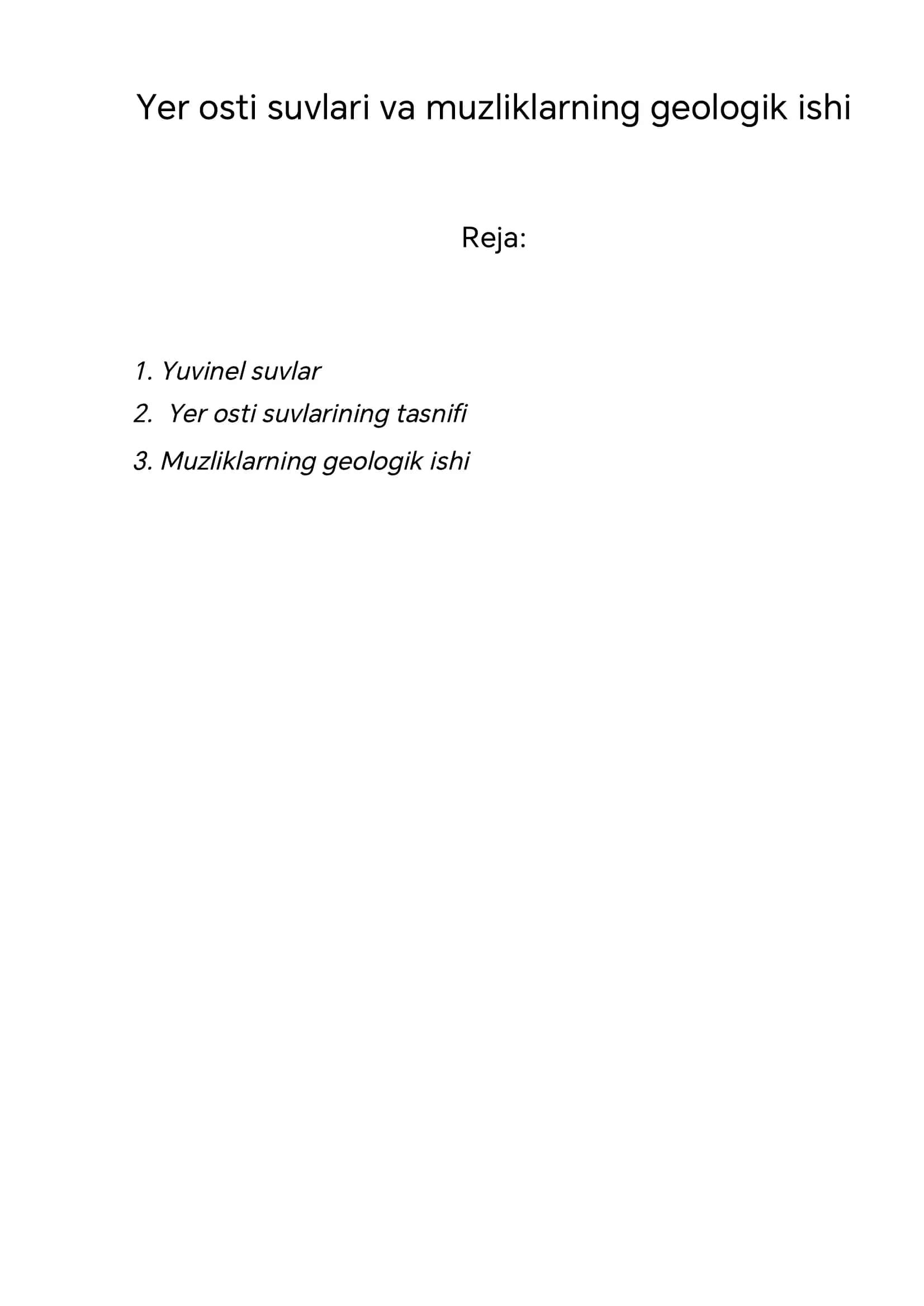 Yer osti suvlari va muzliklarning geologik ishi 1