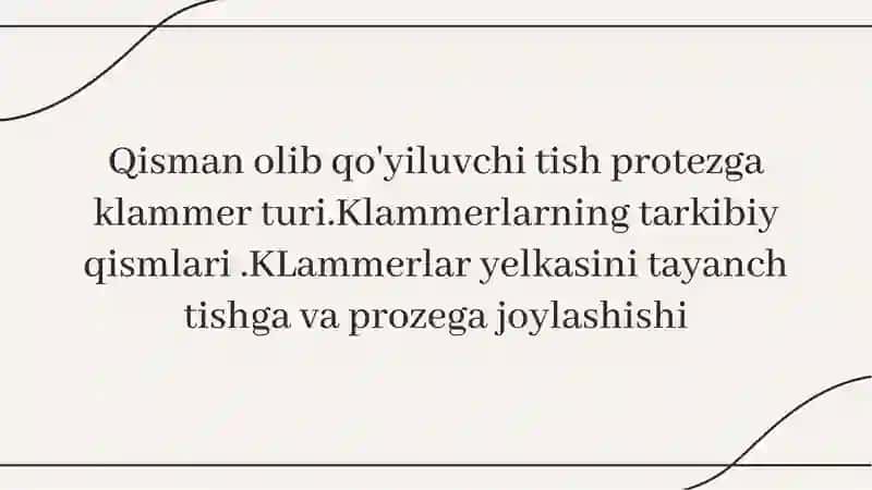Klammer Tish Protezlari