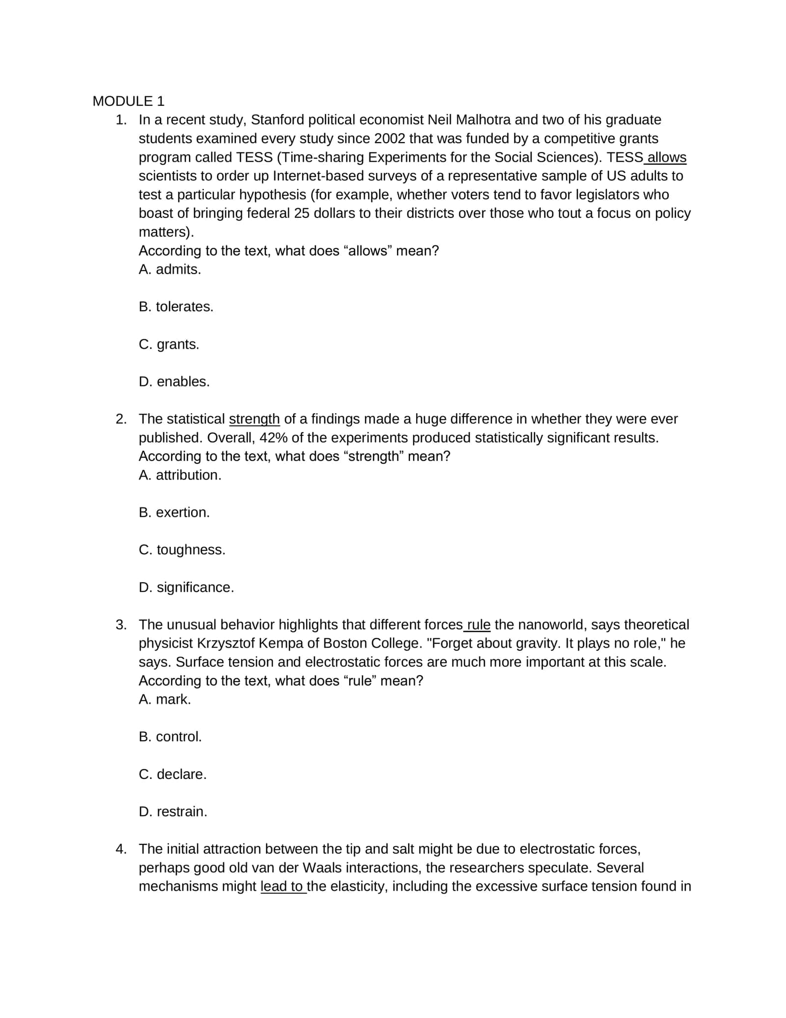 TESS (Time-sharing Experiments for the Social Sciences) 1