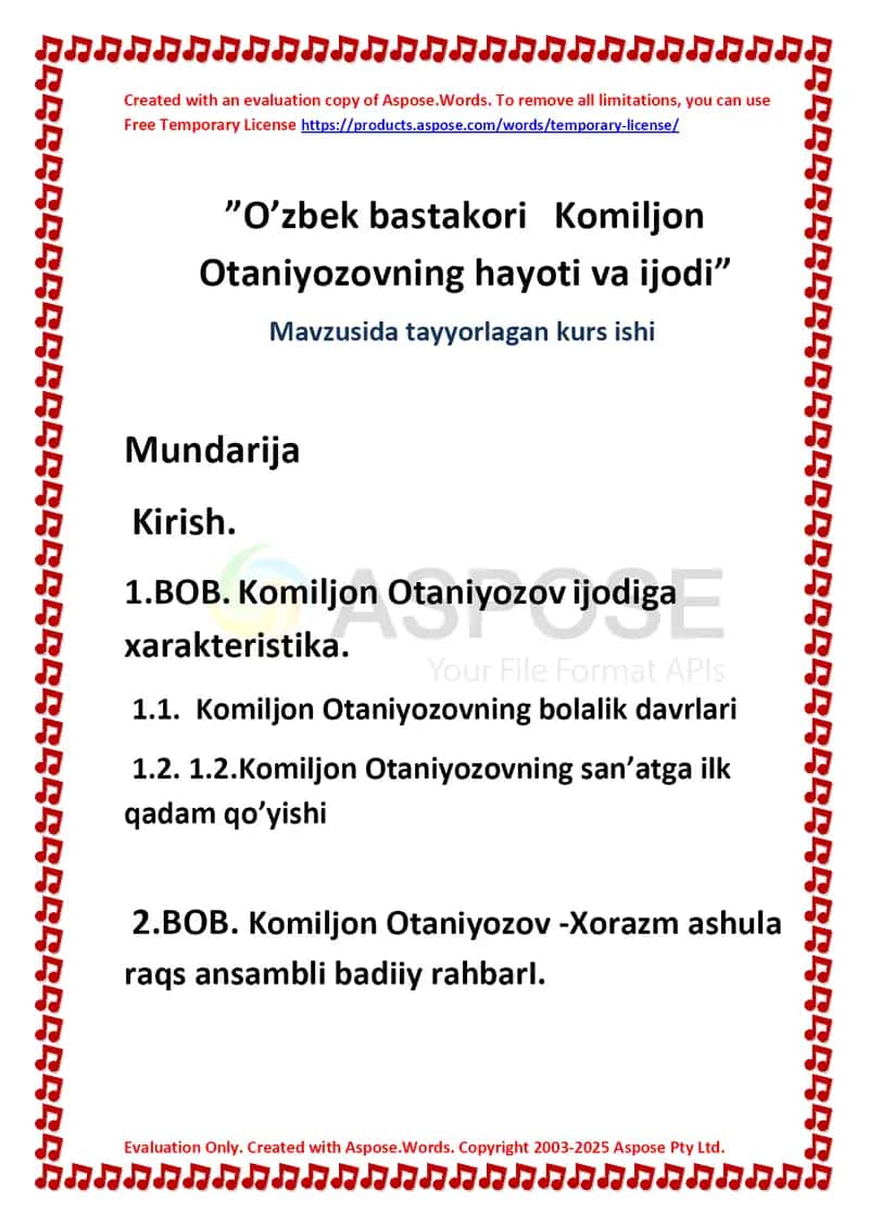 "O'zbek bastakori Komiljon Otaniyozovning hayoti va ijodi" 1
