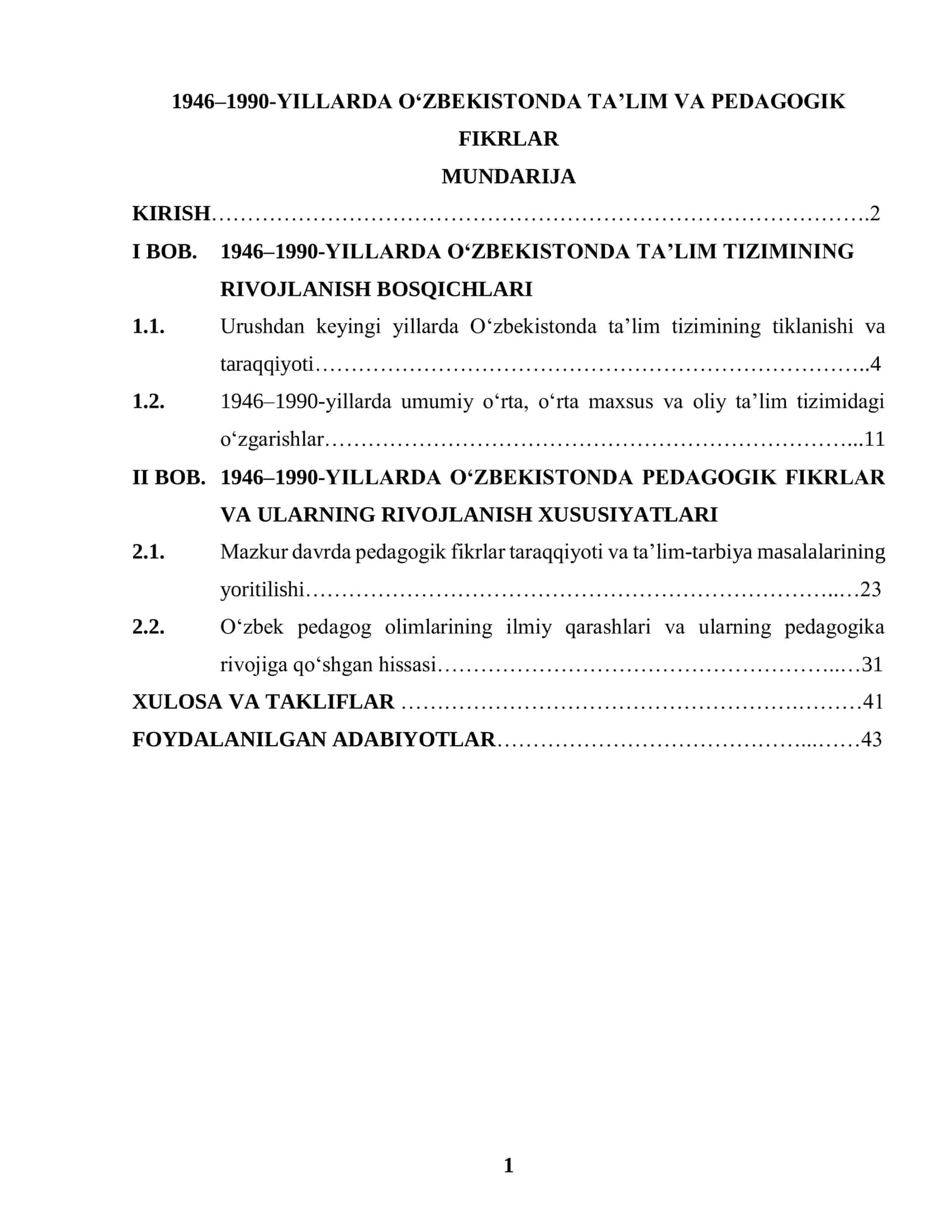 1946–1990-YILLARDA O‘ZBEKISTONDA TA’LIM VA PEDAGOGIK FIKRLAR 1