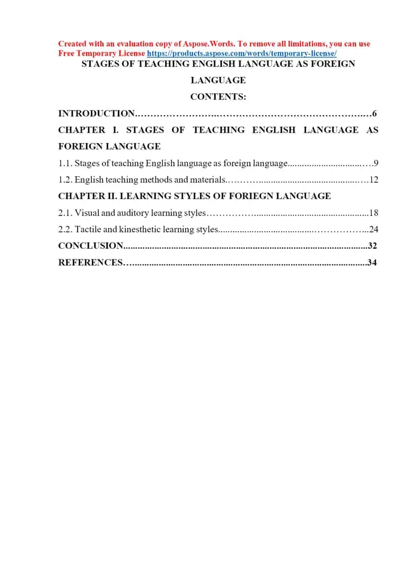 Stages of teaching English language as foreign language 1