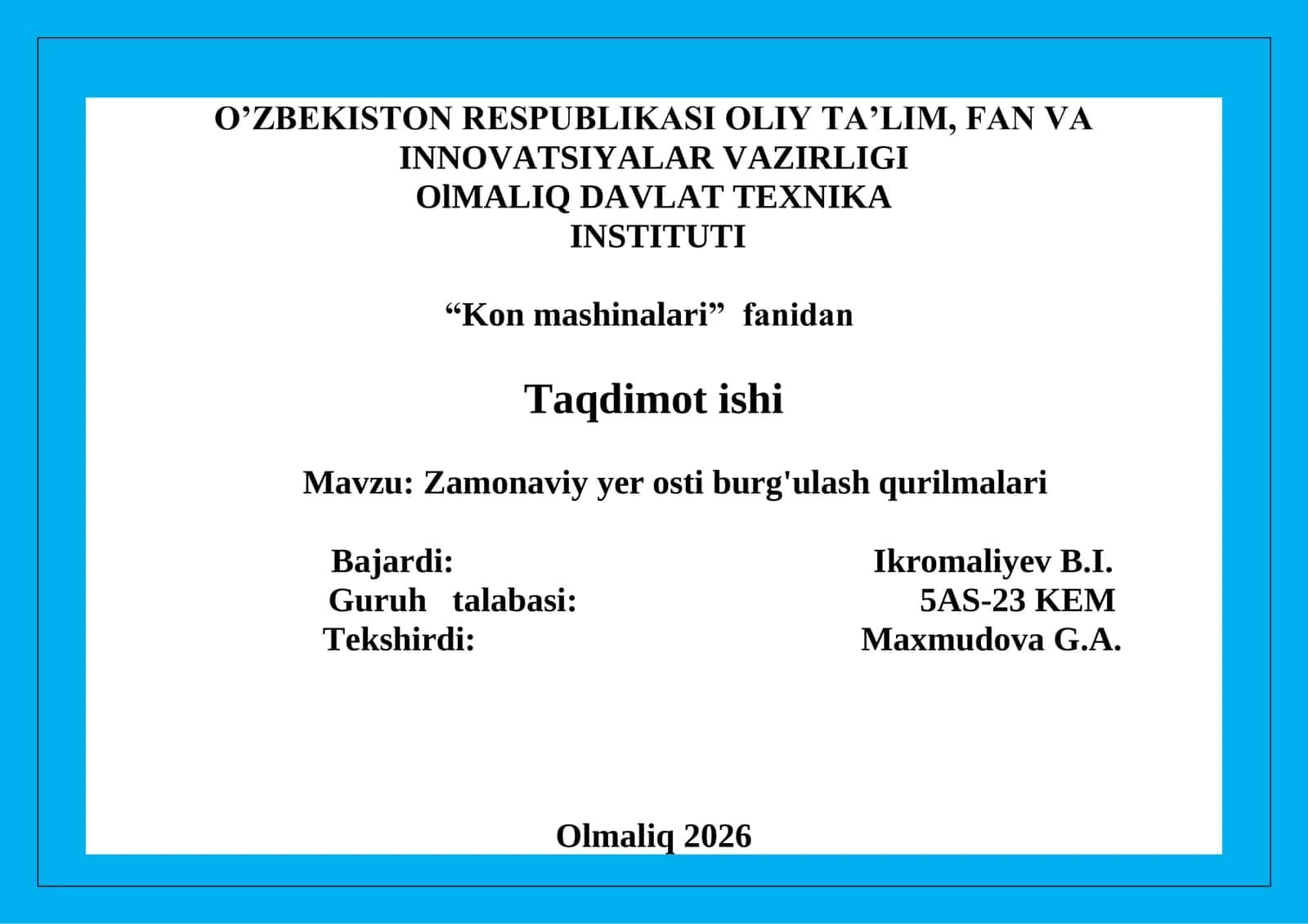 Zamonaviy yer osti burg'ulash qurilmalari 1