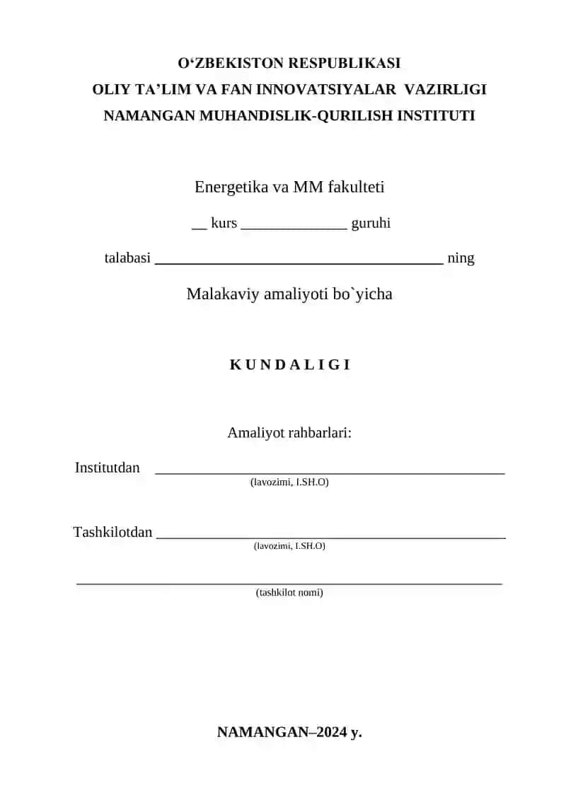 Kundalik Yuritish Uchun Ko'rsatma va Qoidalar