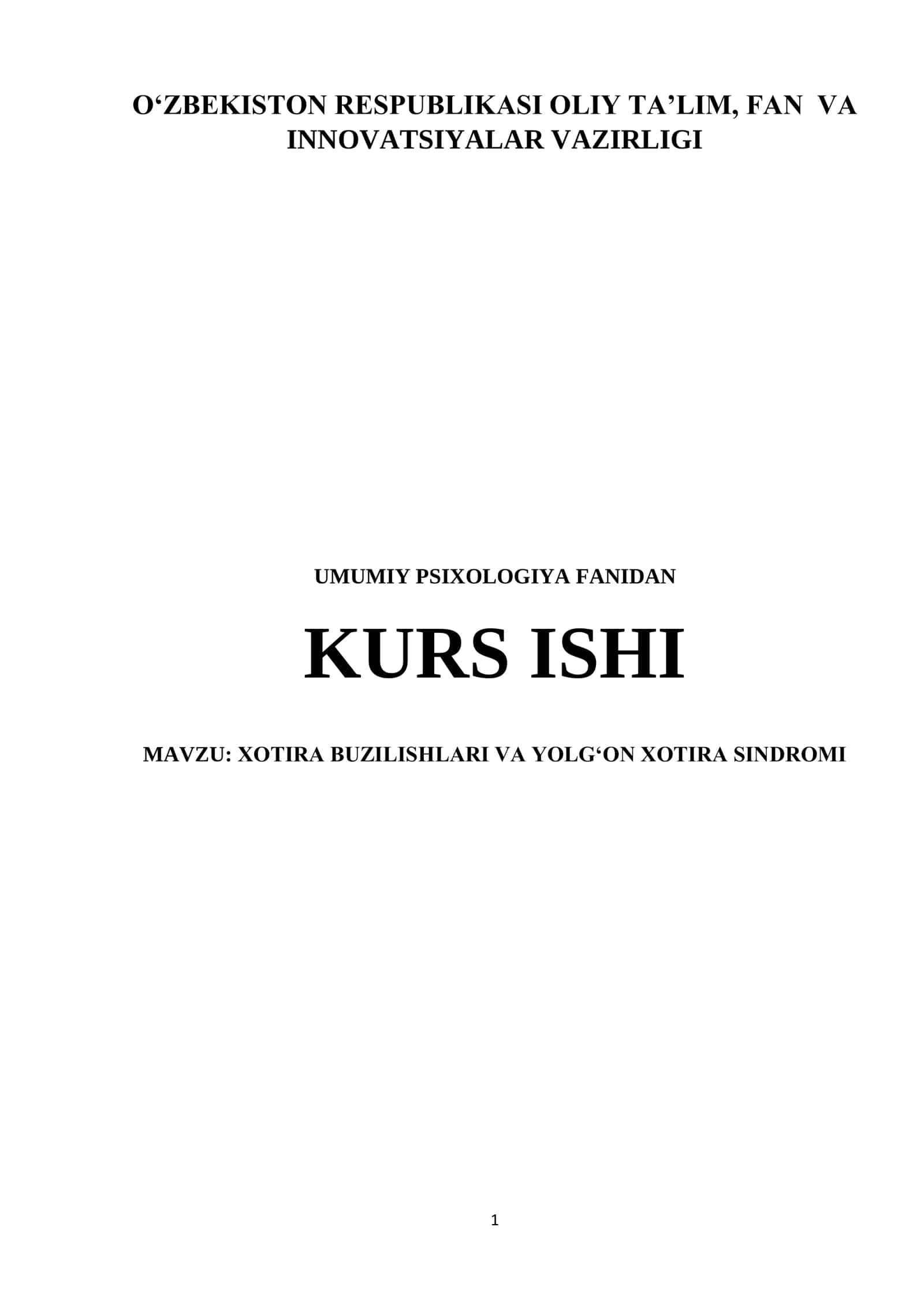 XOTIRA BUZILISHLARI VA YOLG‘ON XOTIRA SINDROMI 1