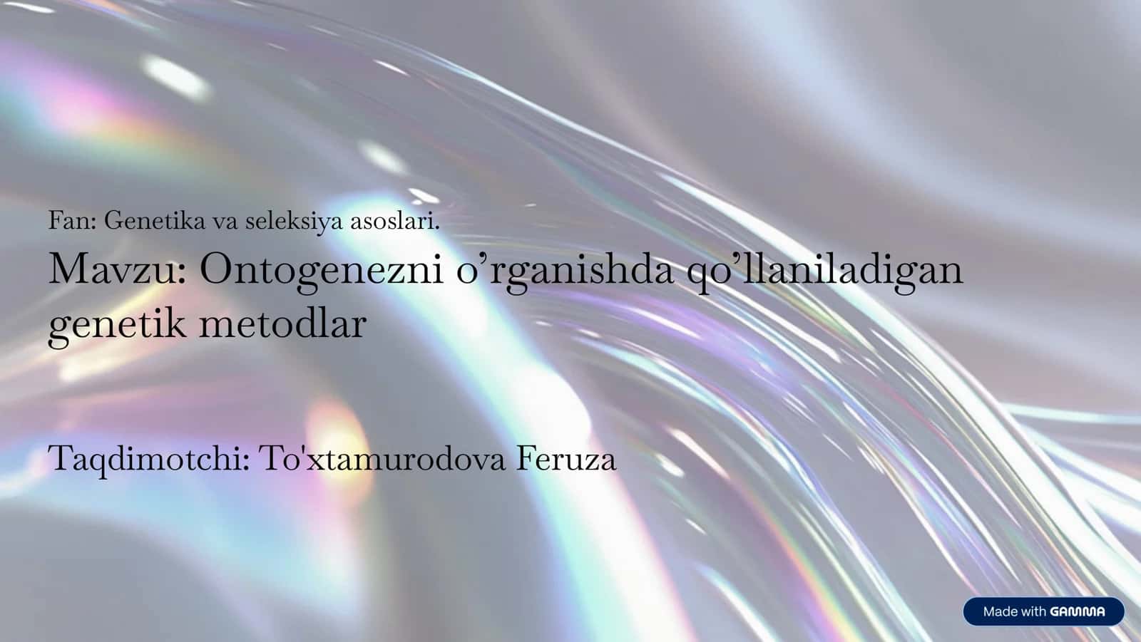 Ontogenezni o'rganishda qo'llaniladigan  genetik metodlar 1