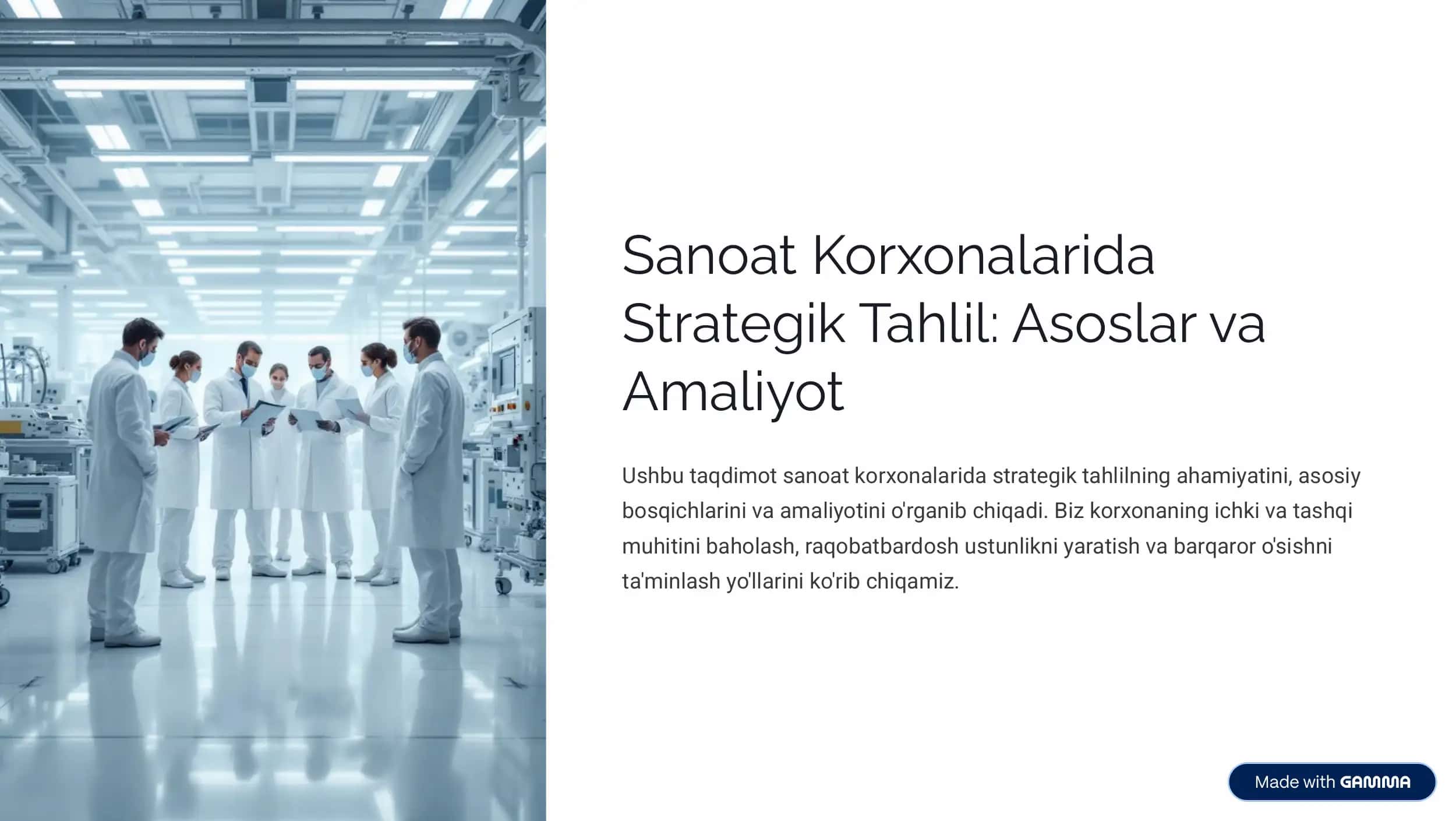 Strategik Tahlil: Asoslar va Amaliyot 1