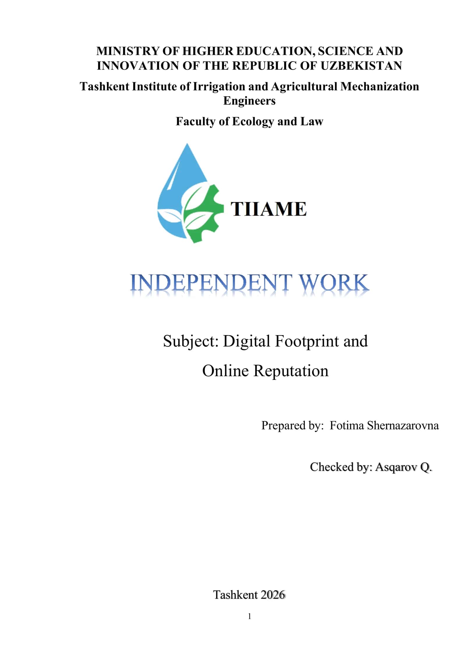 Digital Footprint and Online Reputation 1