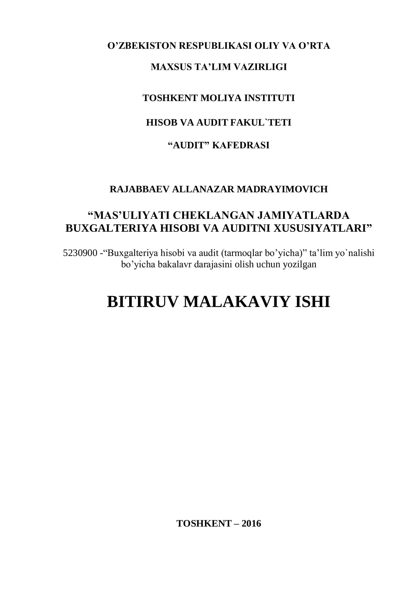 Buxgalteriya hisobi va auditni xususiyatları 1